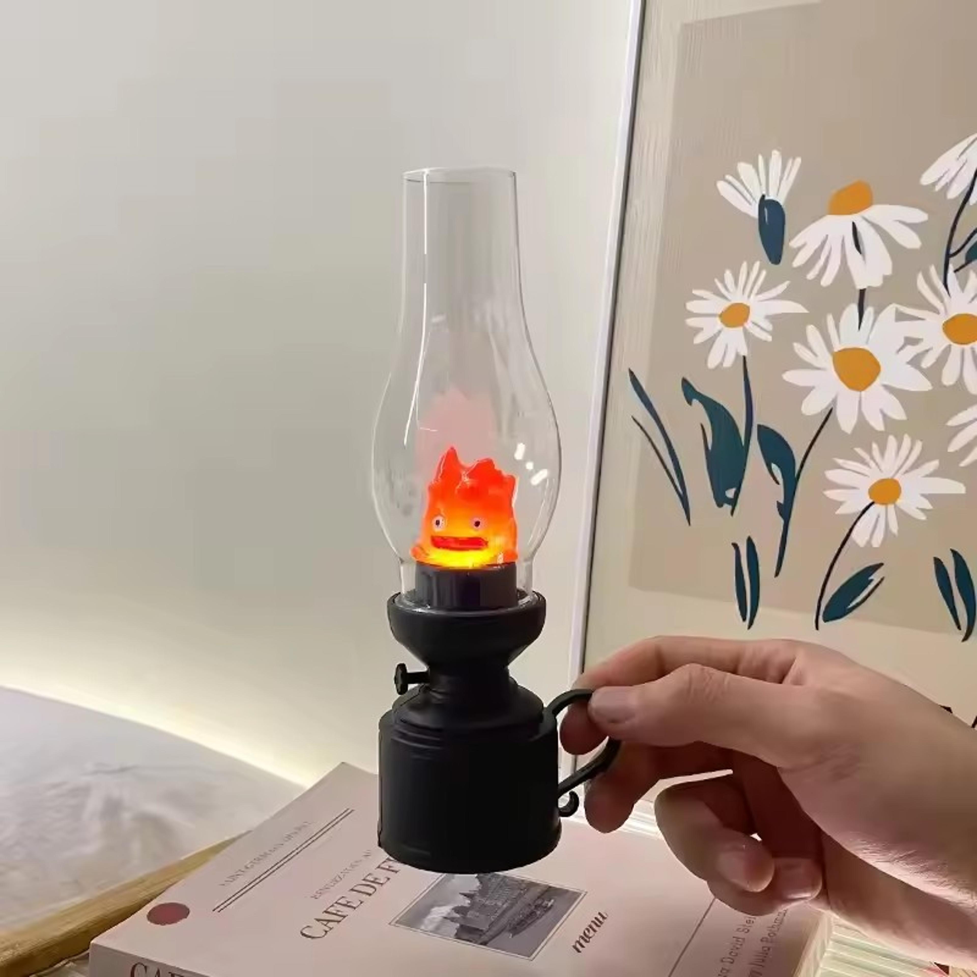 vintage flame night light candle lamp for cozy anime room decor and home atmosphere