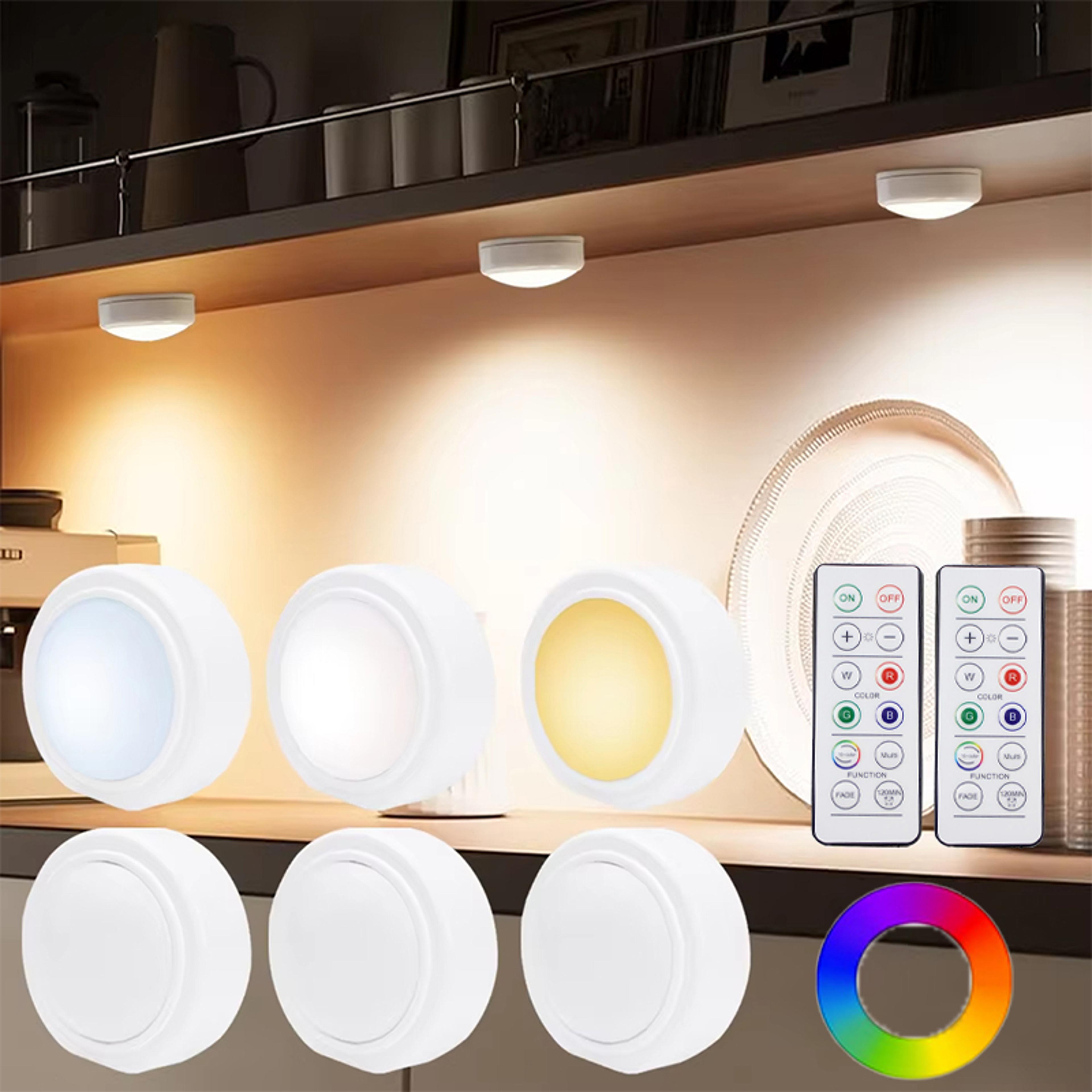 rechargeable led puck lights wireless color changing under cabinet closet lights