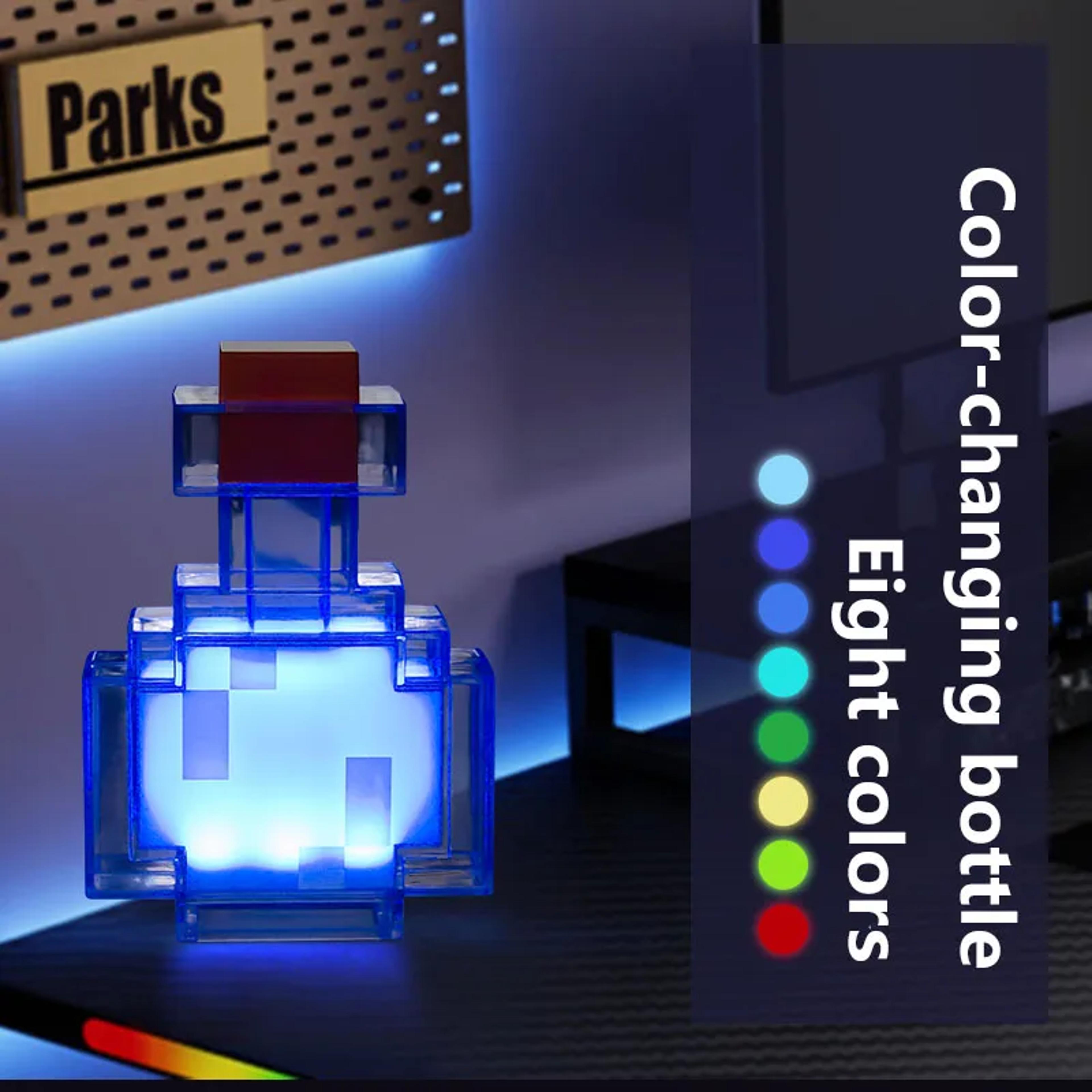 minecraft style medicine bottle led night light rechargeable creative bedside lamp for kids room