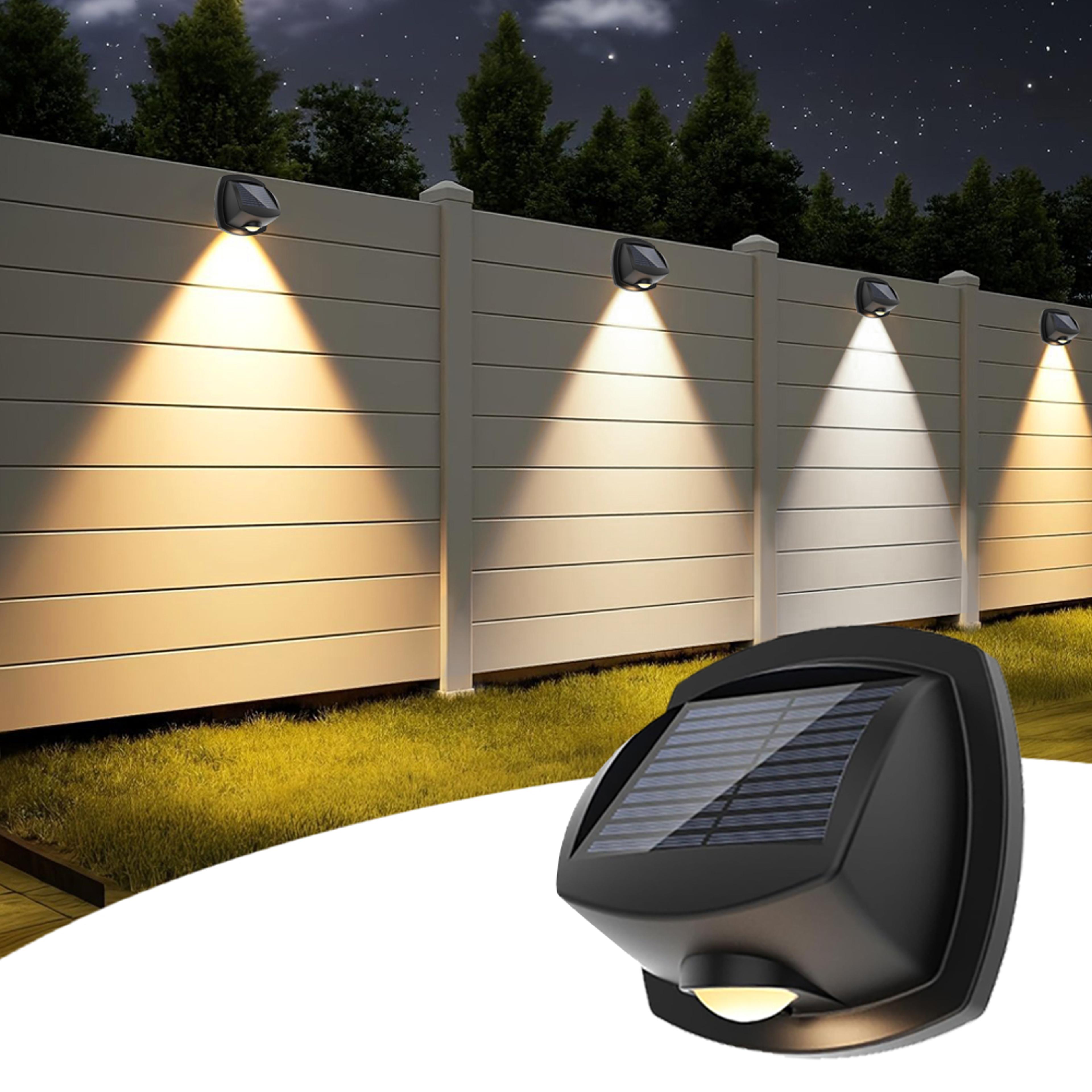 solar led outdoor wall light waterproof garden fence lamp with rgbw color modes