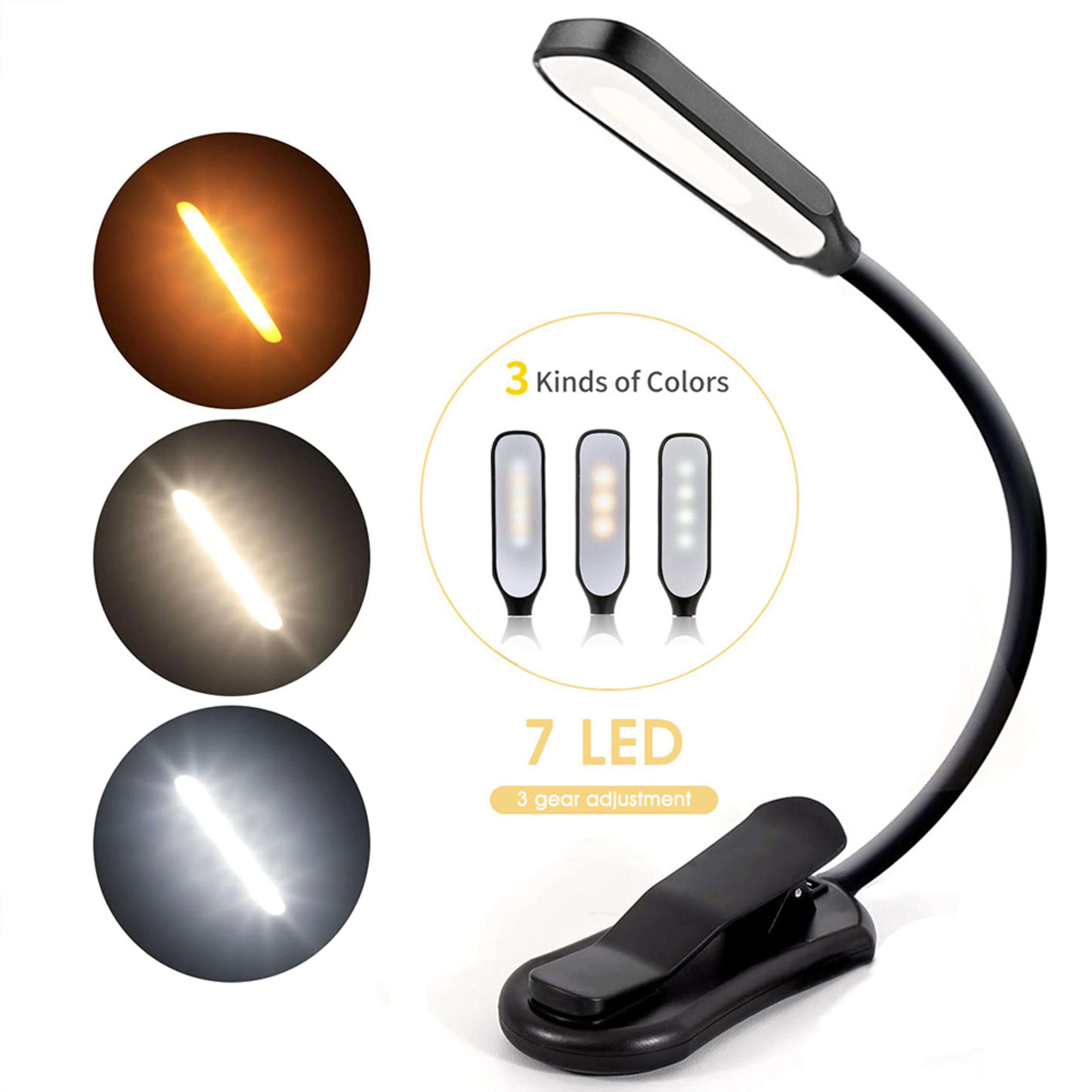 rechargeable book light with led modes flexible clip reading lamp