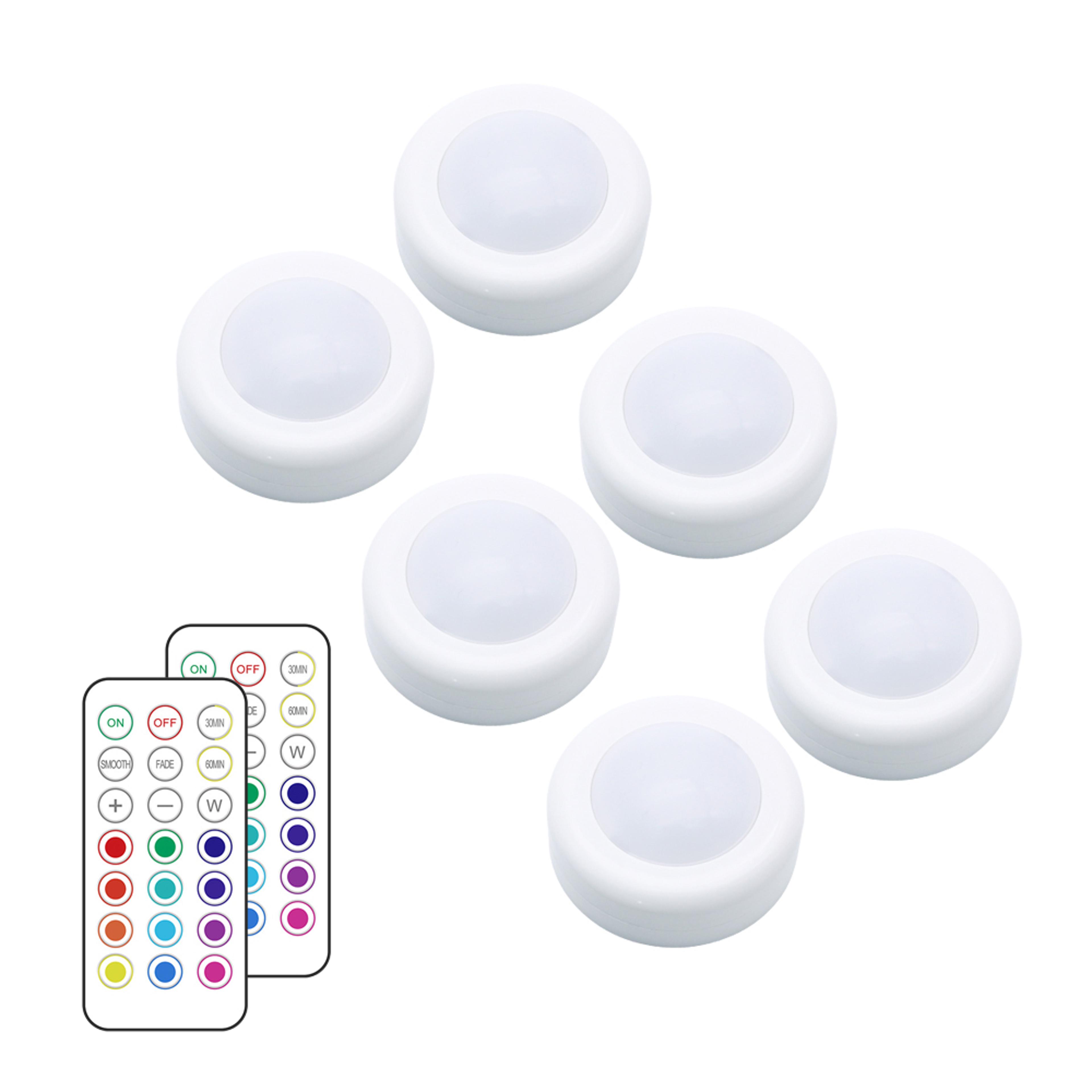 wireless led puck lights with remote control dimmable rgb cabinet lights