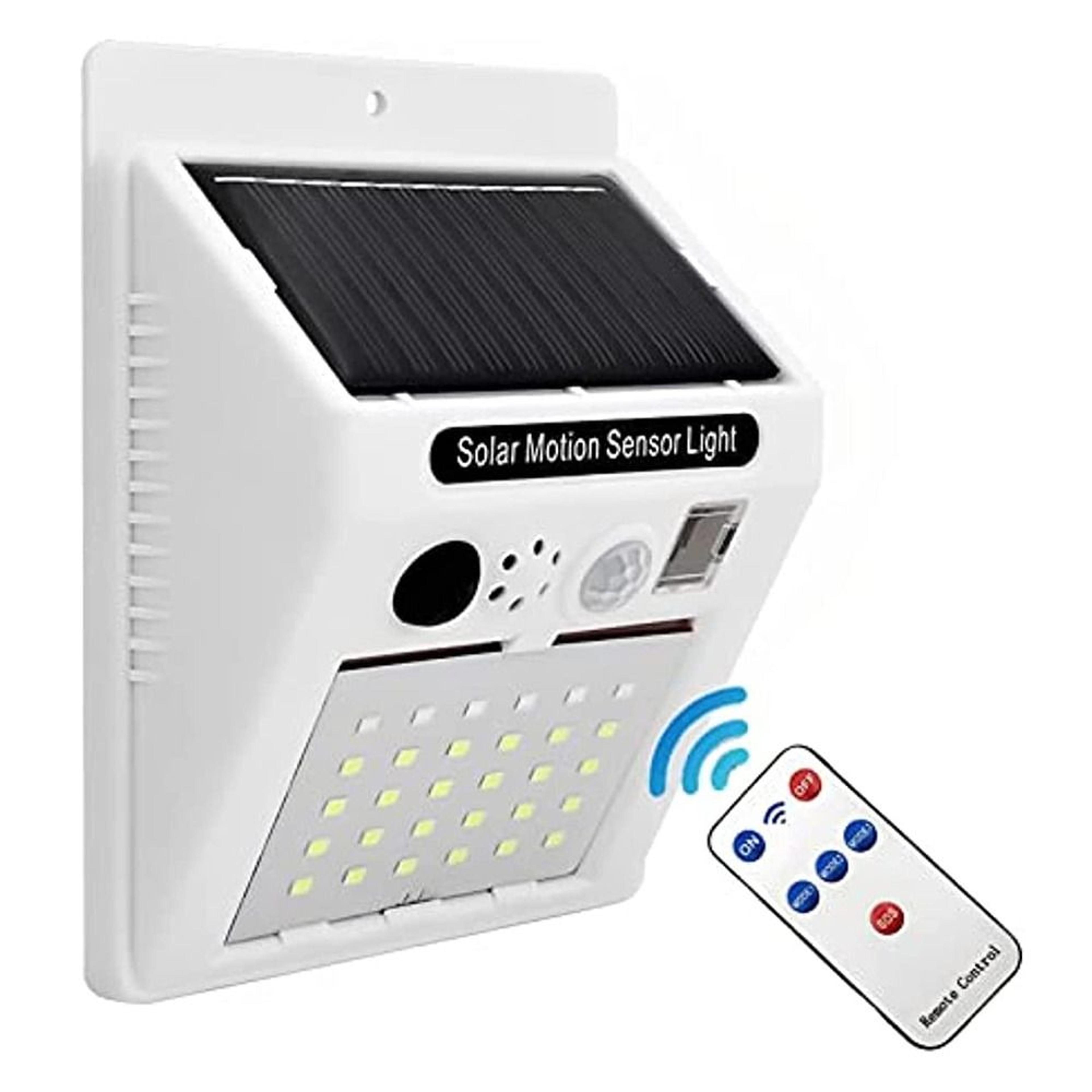 solar motion sensor outdoor security light with remote control for farm yard and home