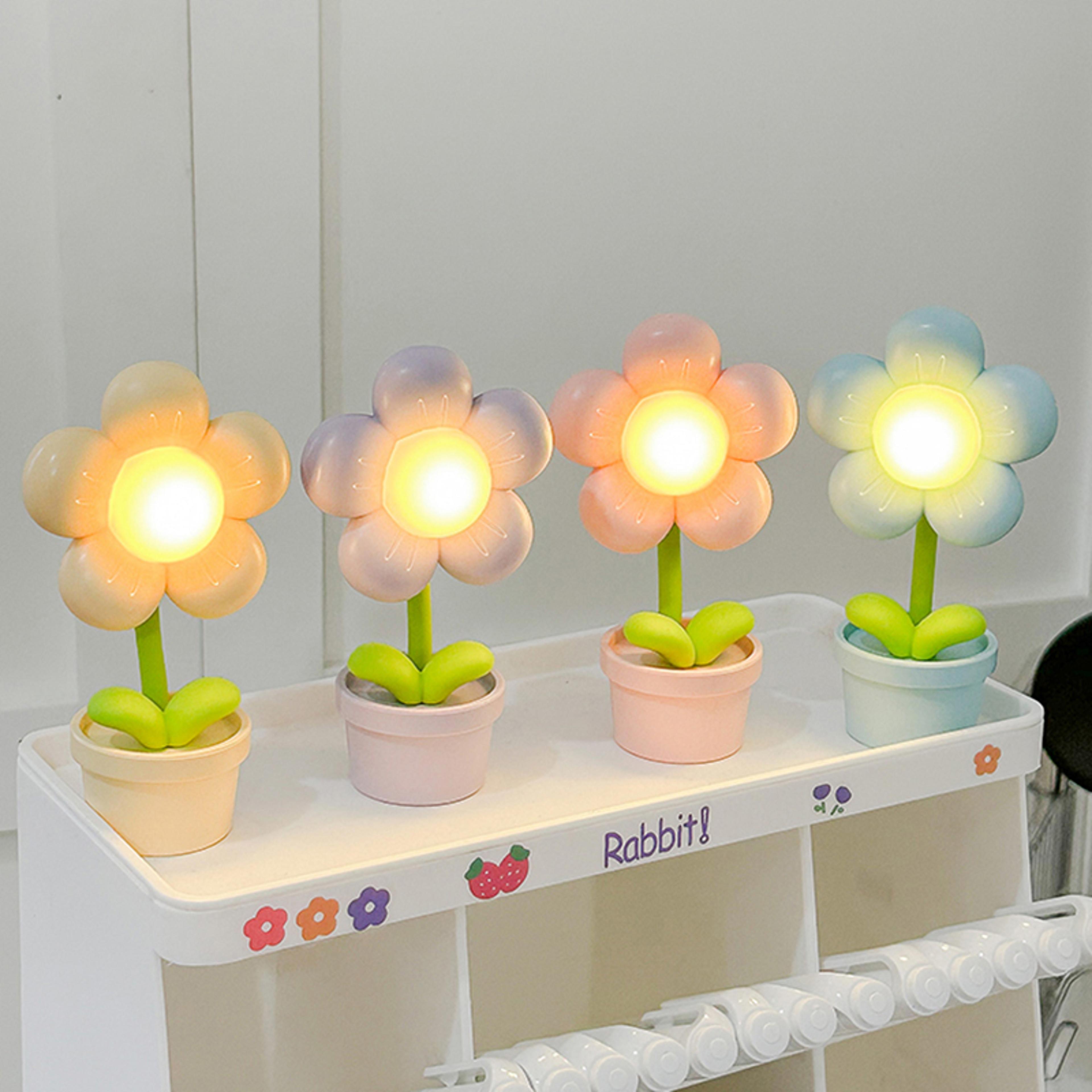 led flower night light cute bedside table lamp for cozy room decor and gifts