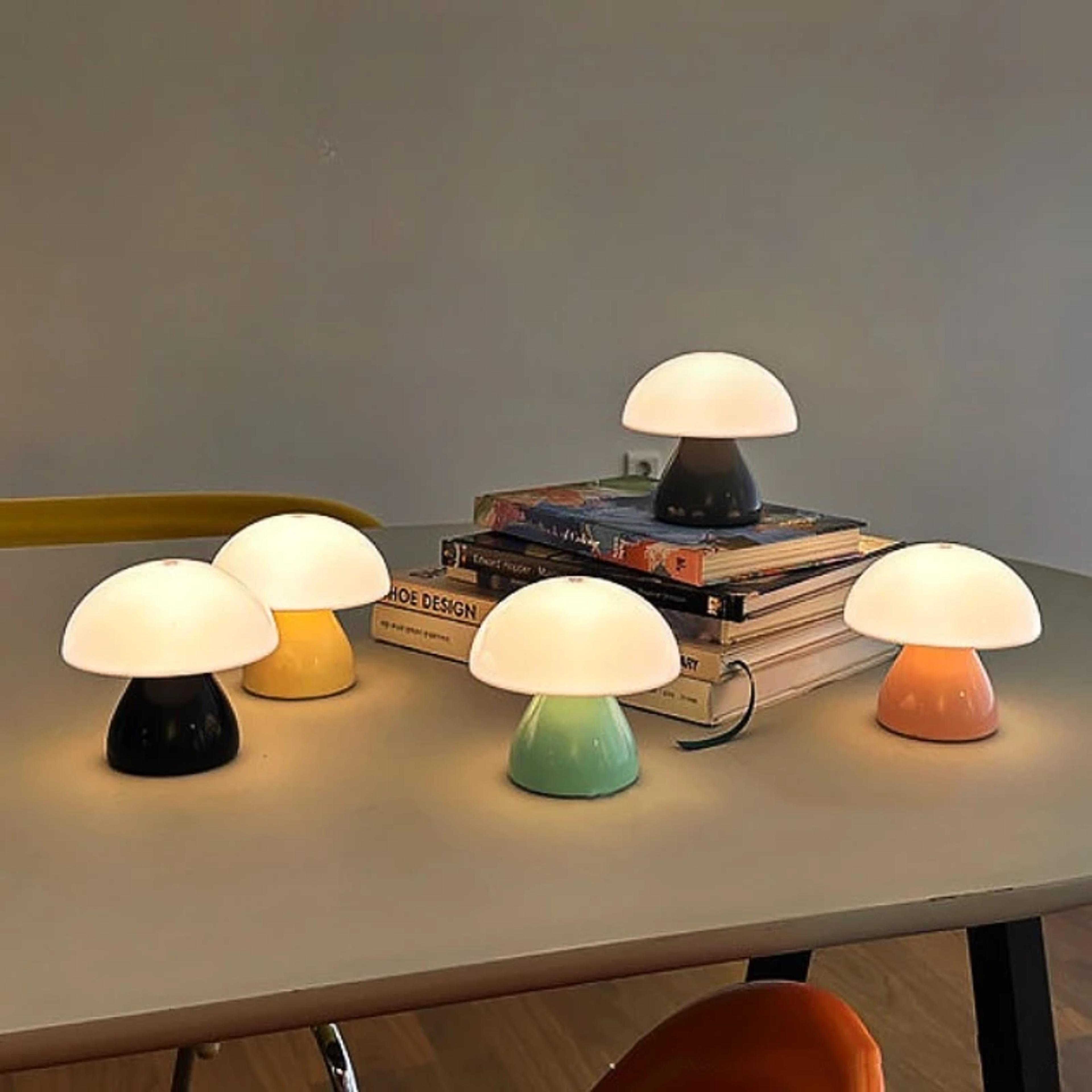mushroom led table lamp touch dimming usb rechargeable ambient night light