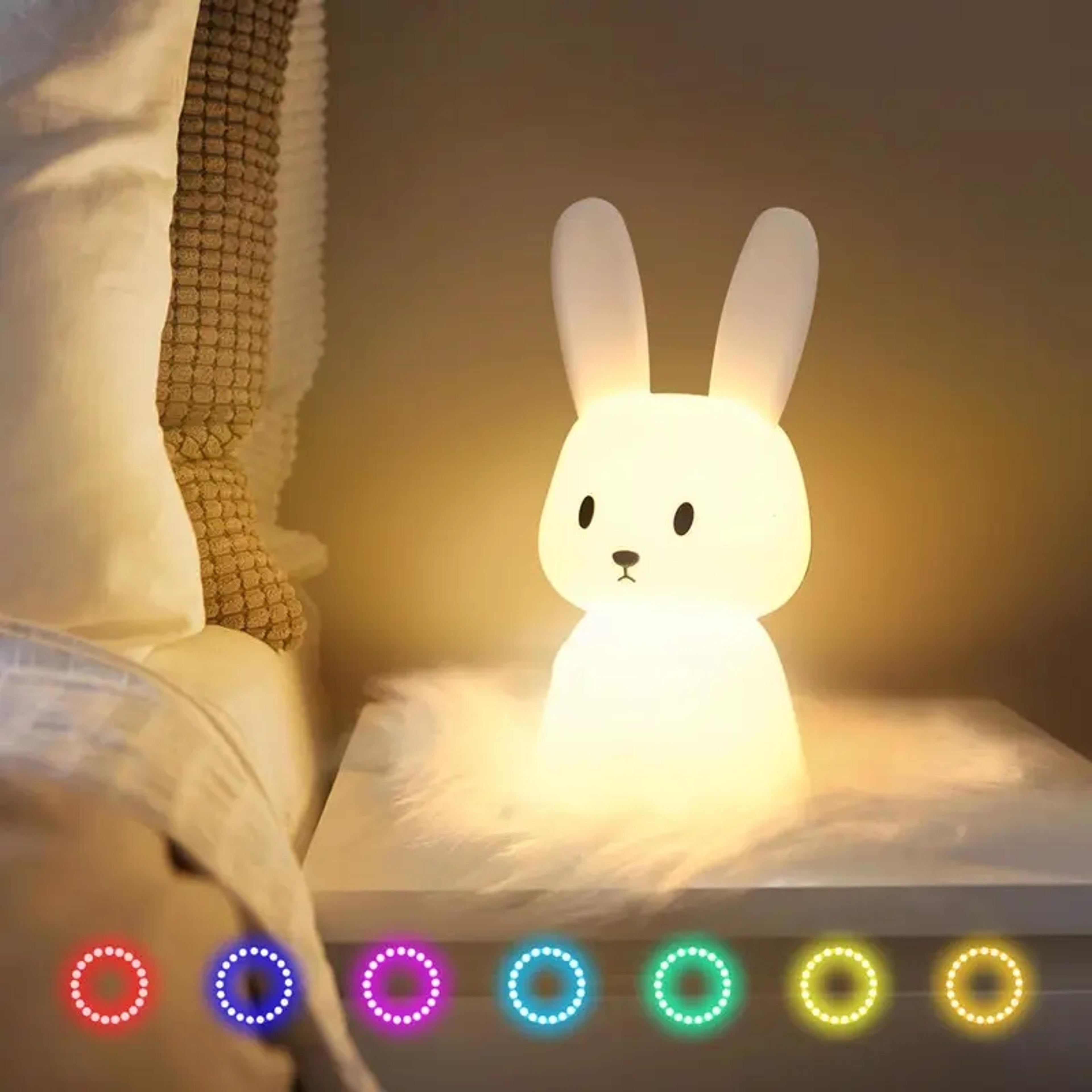 cute silicone rabbit led night light touch sensor lamp for kids bedroom decor gift