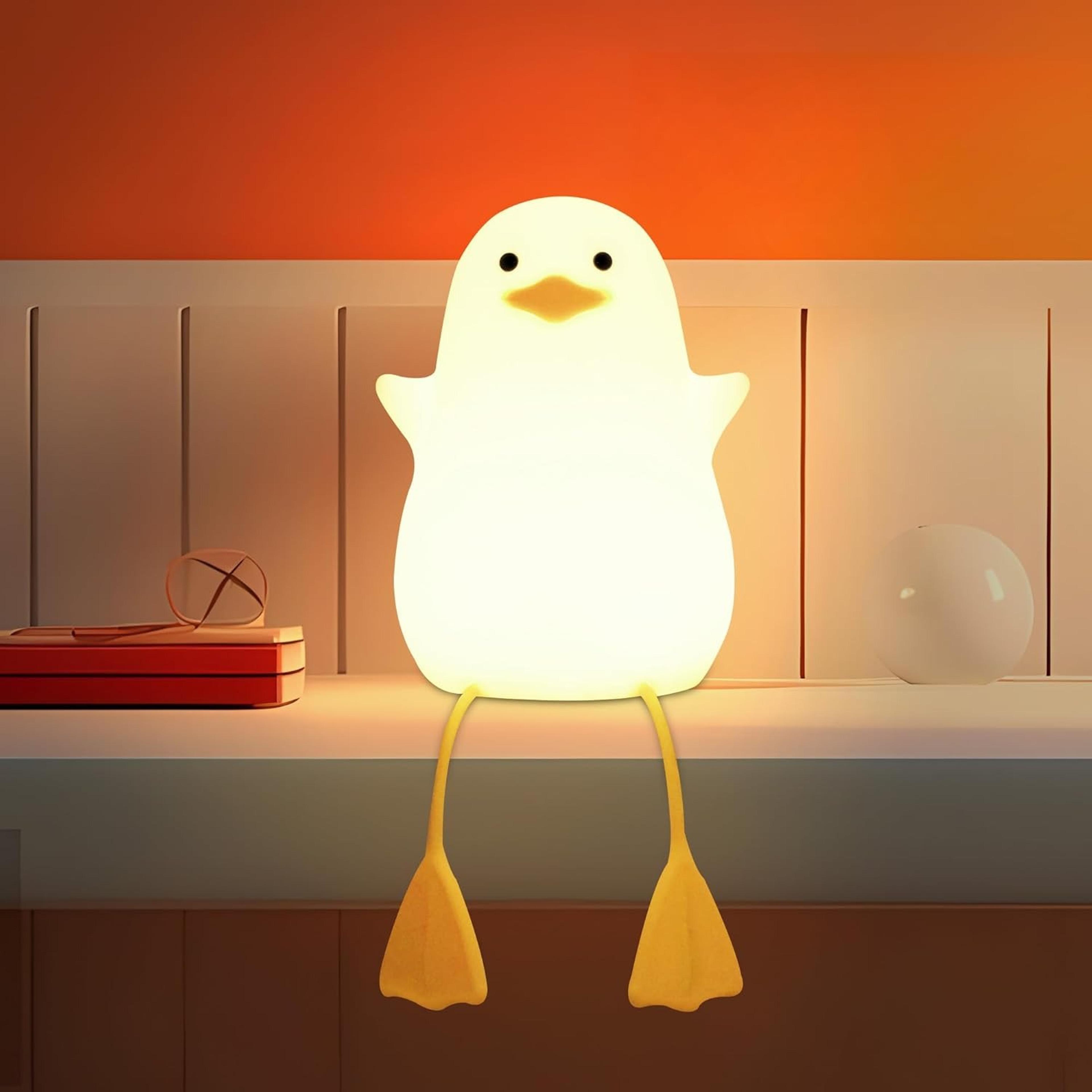 cute duck silicone night light for kids bedroom usb rechargeable soft glow lamp