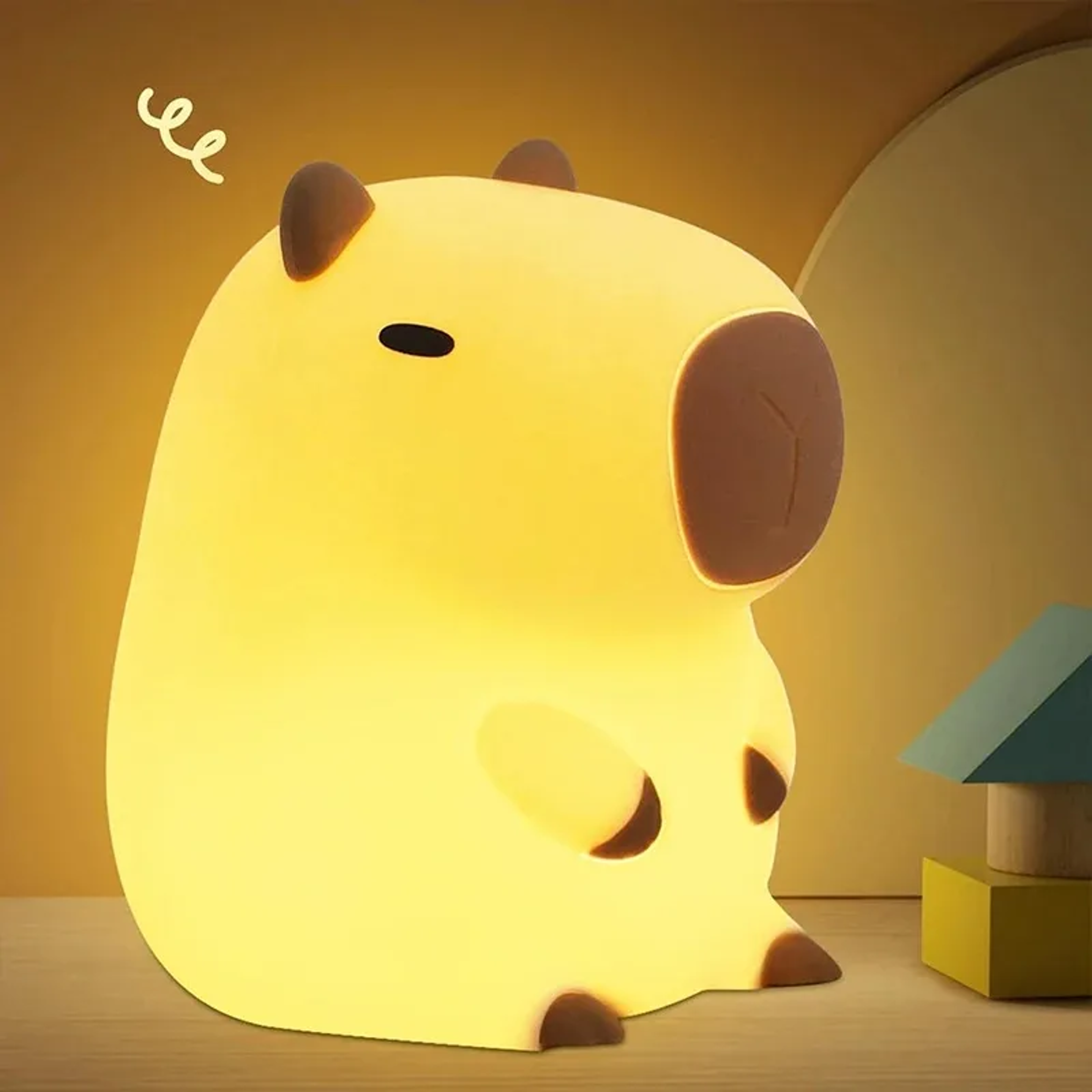 cute capybara night light silicone bedside lamp for kids room decor and gift
