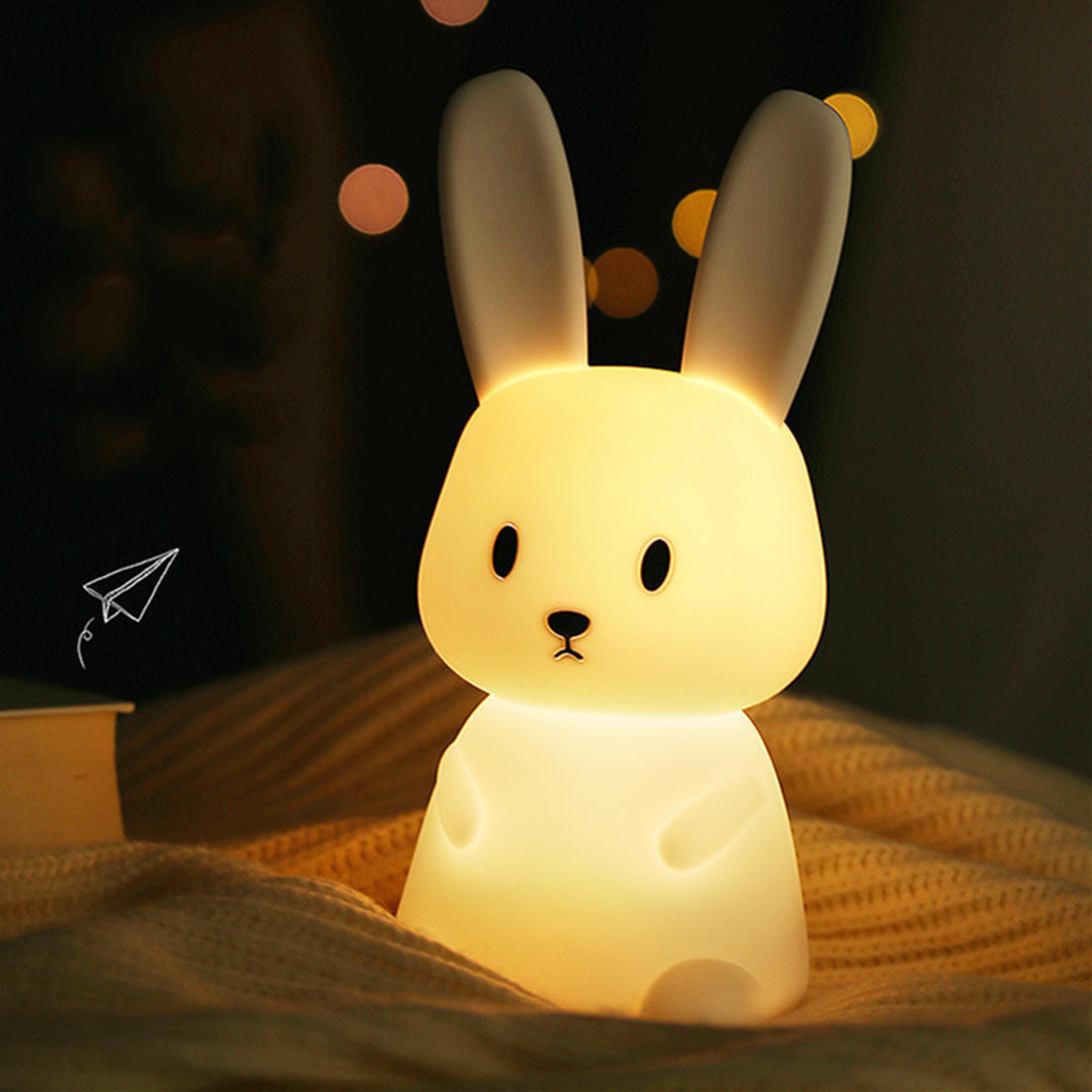 silicone rabbit night light cute kids night lamp touch sensor bedside lamp