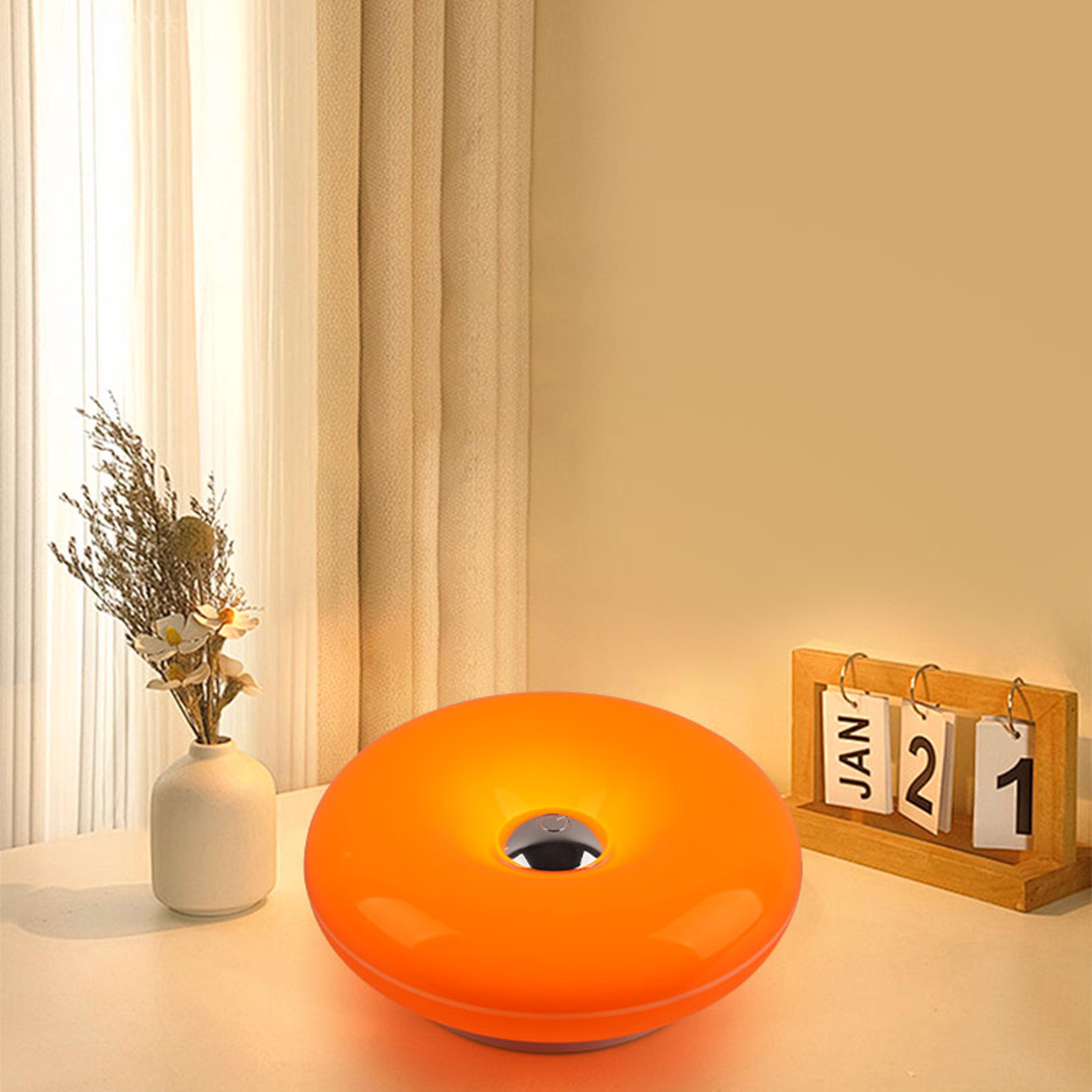 donut shaped rechargeable wall lamp with three color led lighting