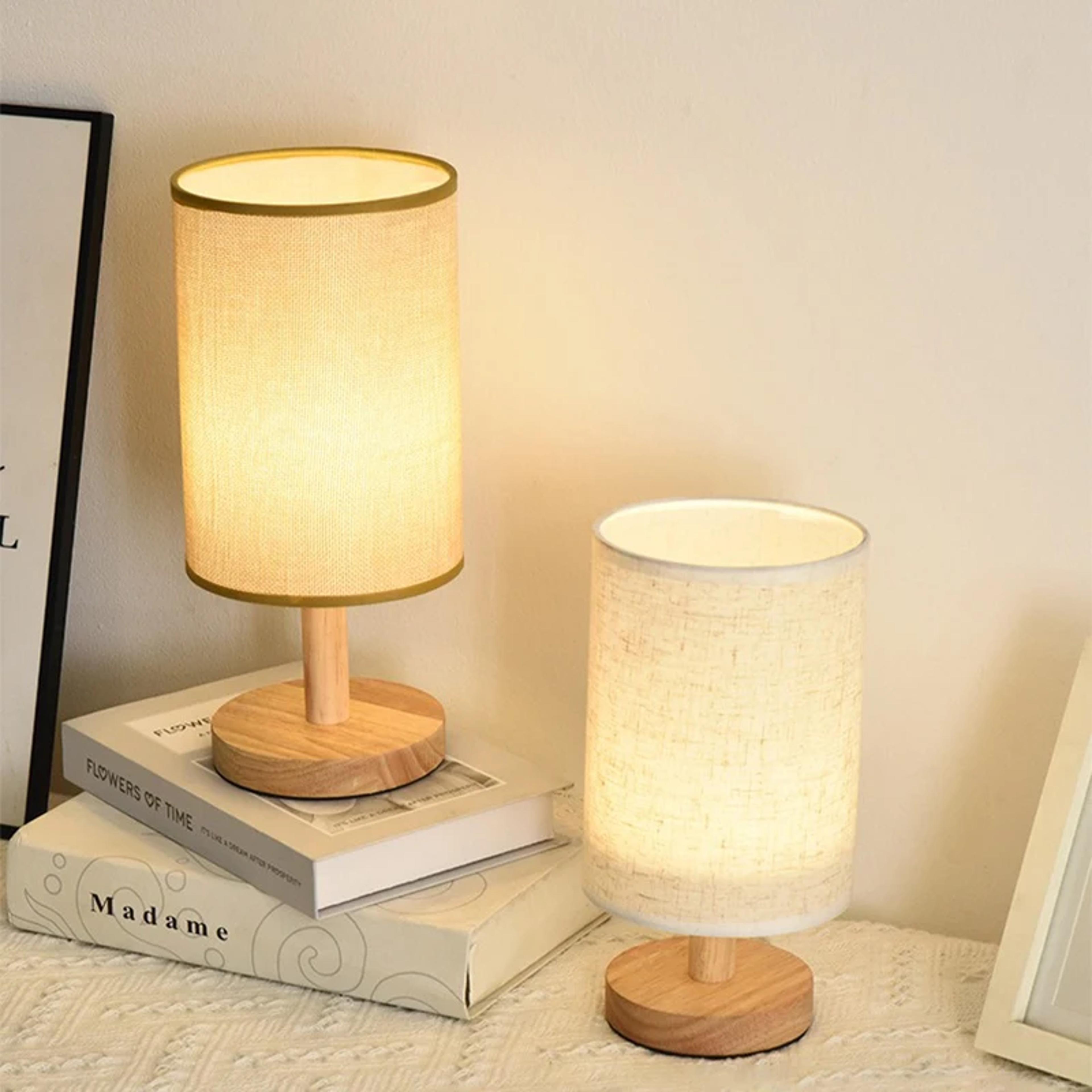 led bedside table lamp with fabric shade dimmable usb night light for bedroom decor