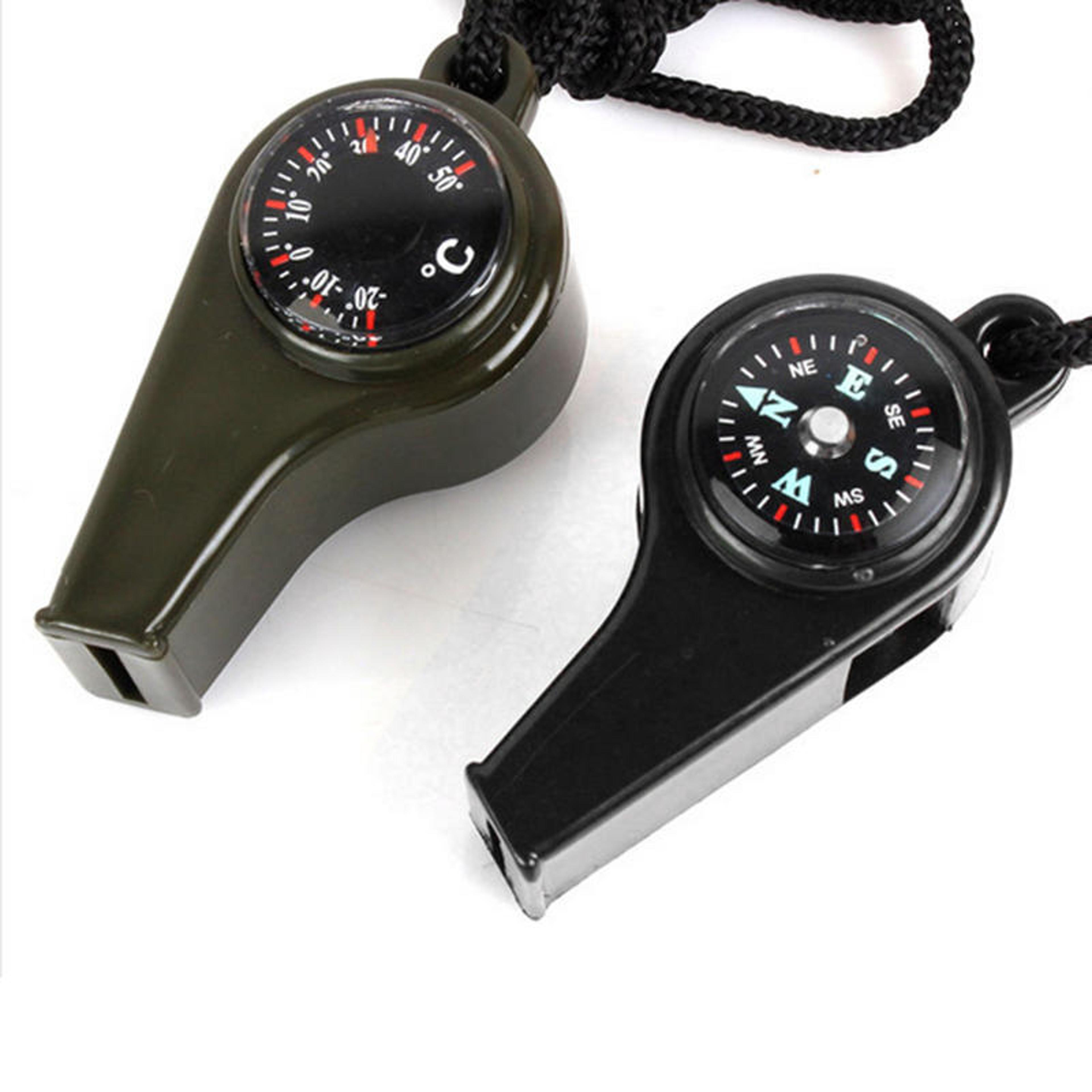 mini compass whistle thermometer carabiner camping survival tool
