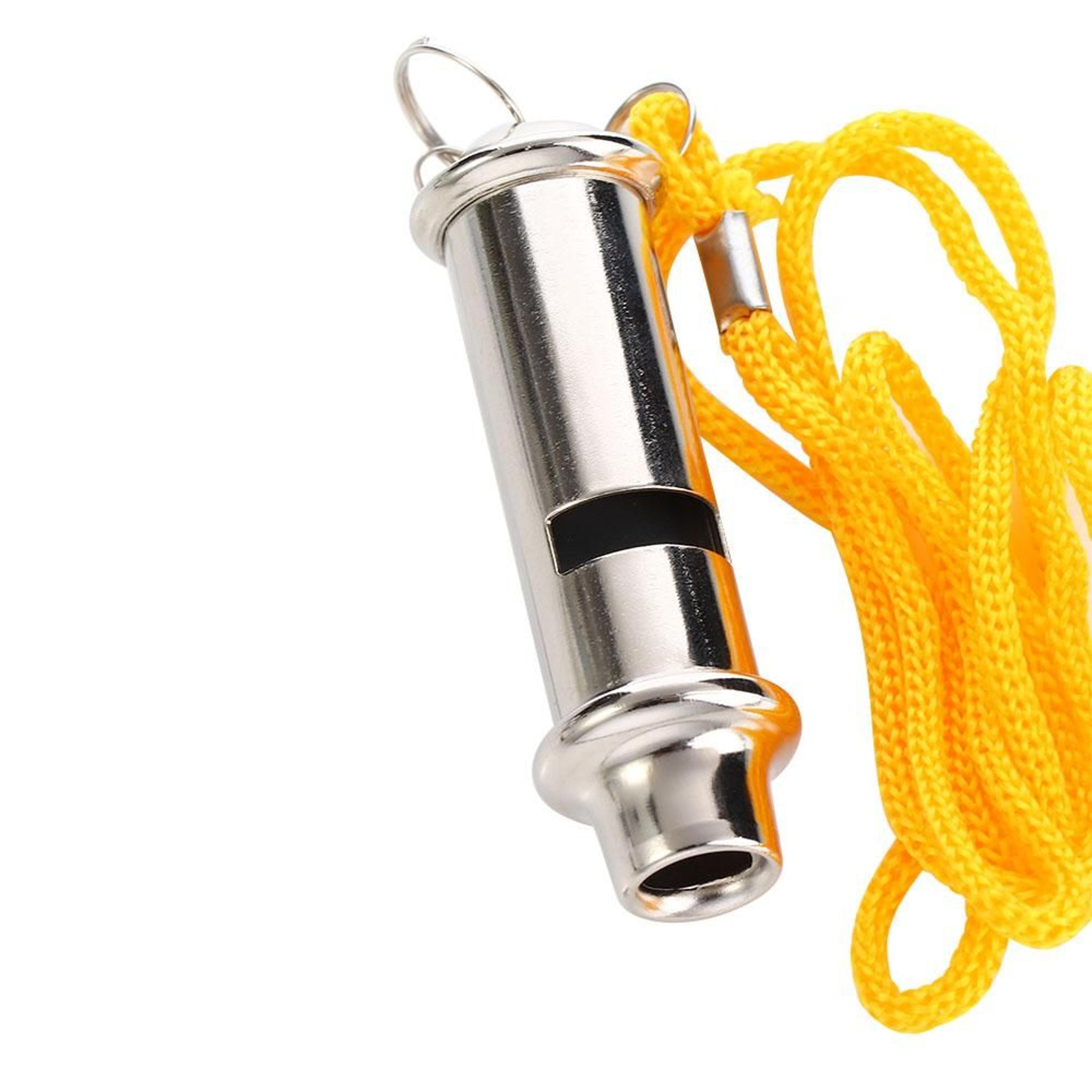 stainless steel emergency survival whistle with lanyard for outdoor safety and sports