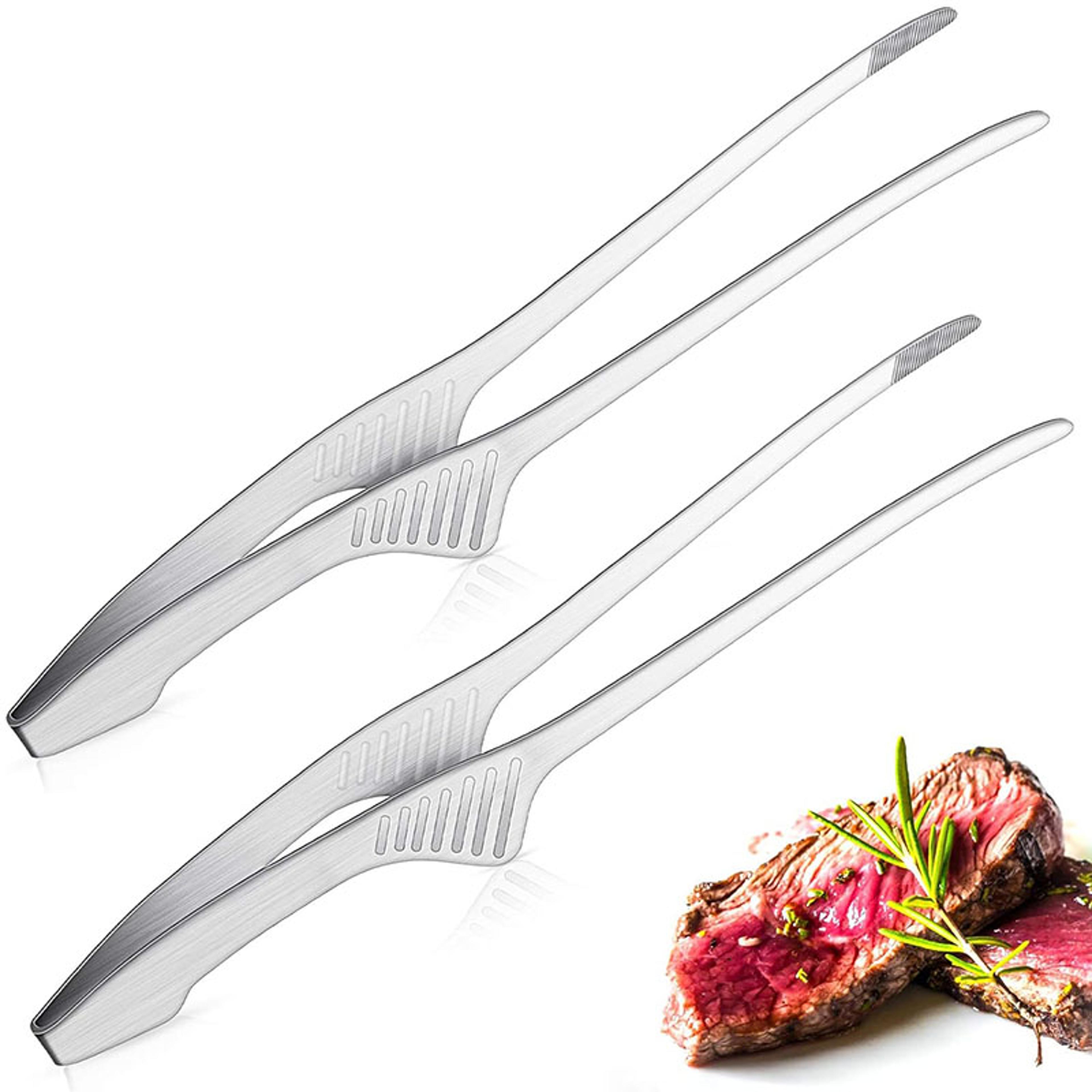 premium stainless steel tongs non slip bbq tongs for kitchen cooking and serving