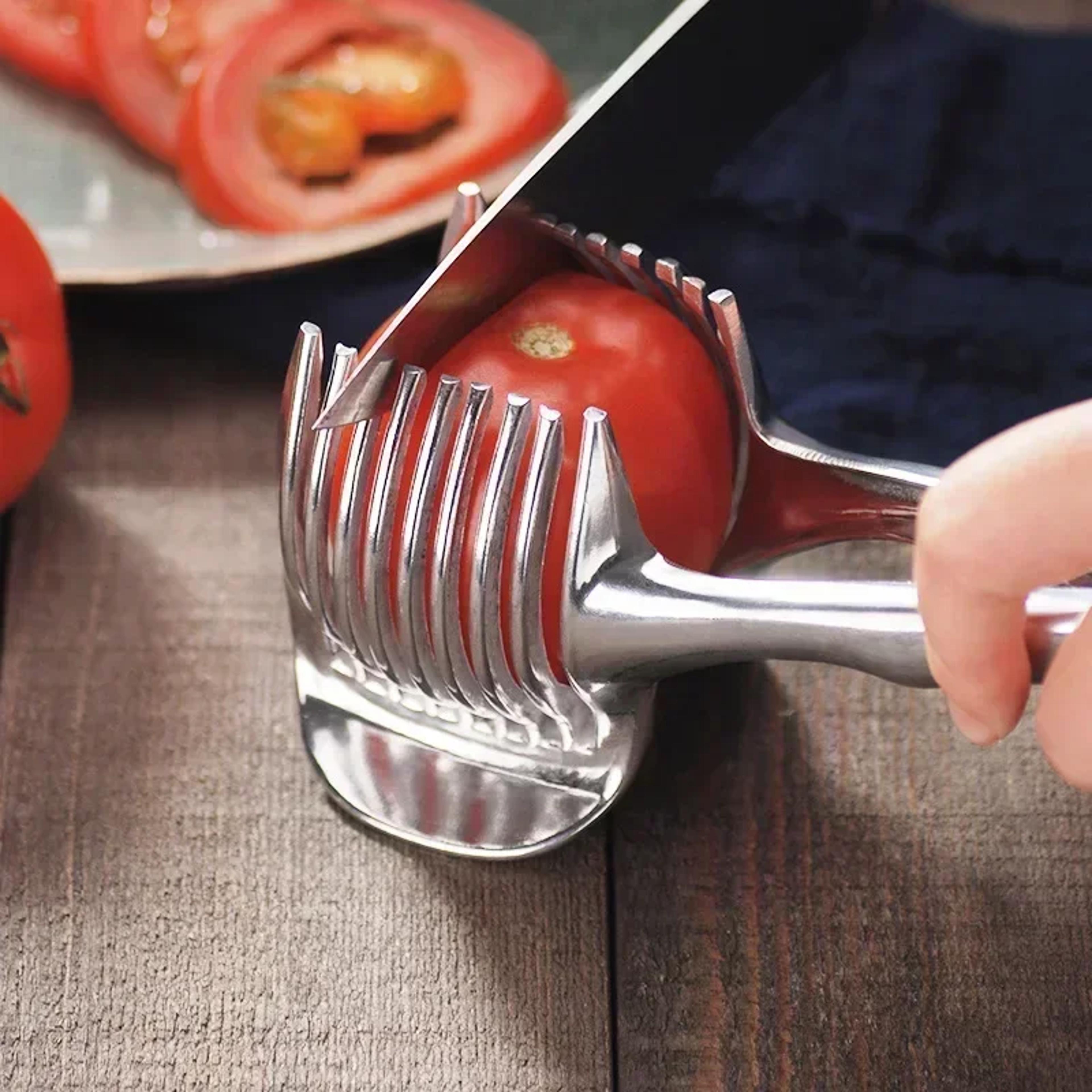 stainless steel fruit slicer clip lemon orange tomato onion cutter kitchen tool