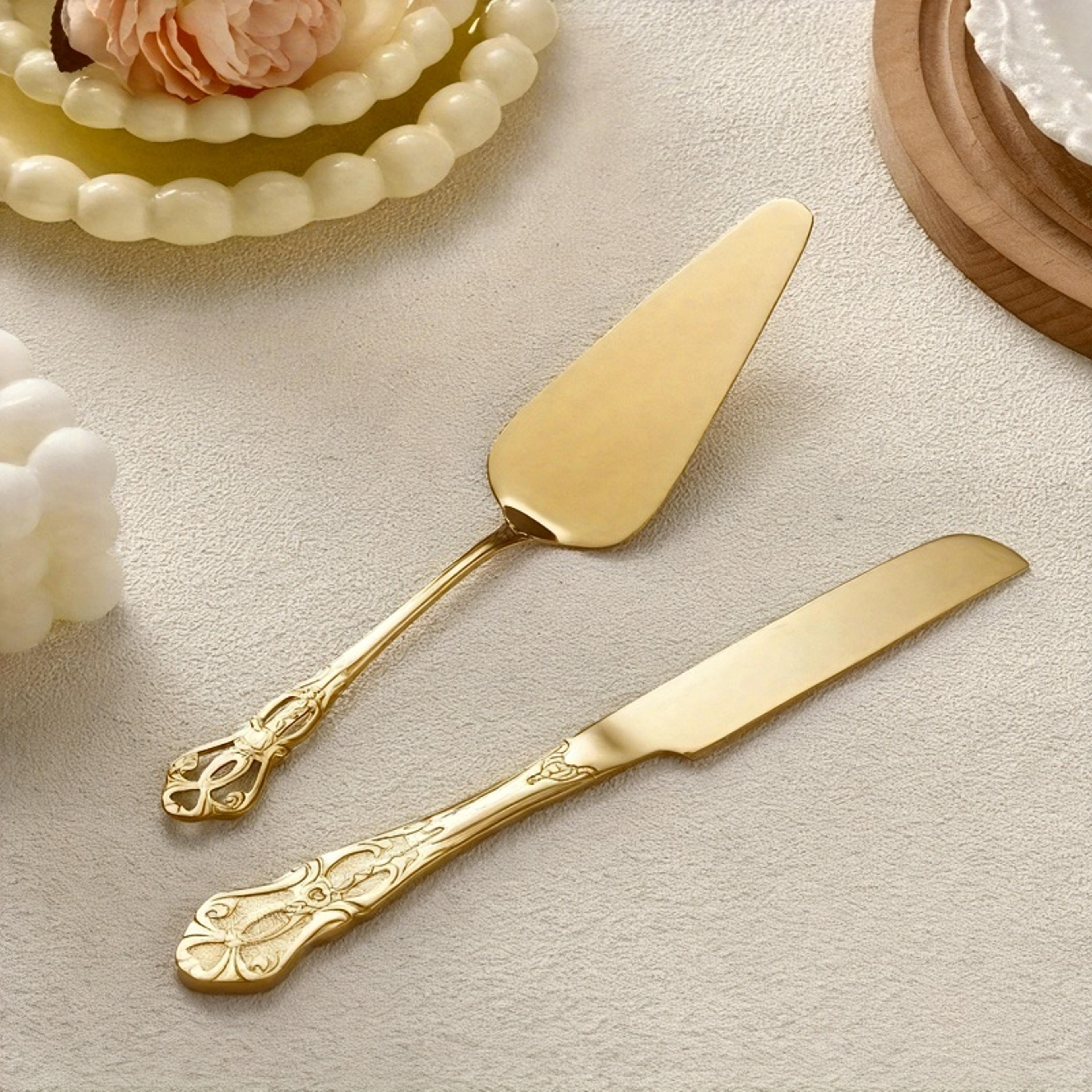 vintage palace stainless steel cake server set with elegant cake knife and spatula