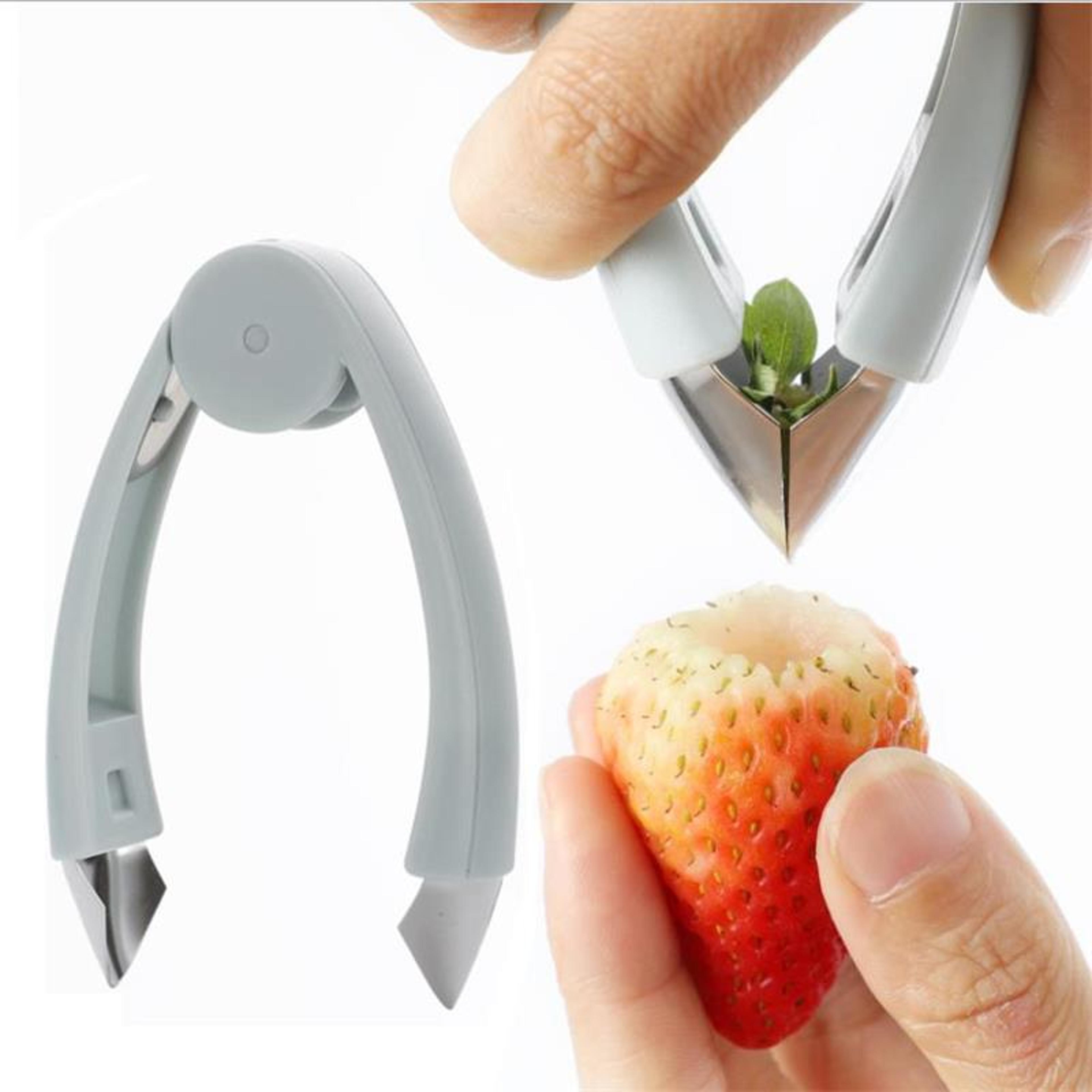 stainless steel strawberry huller tool tomato stem remover fruit corer kitchen gadget pink
