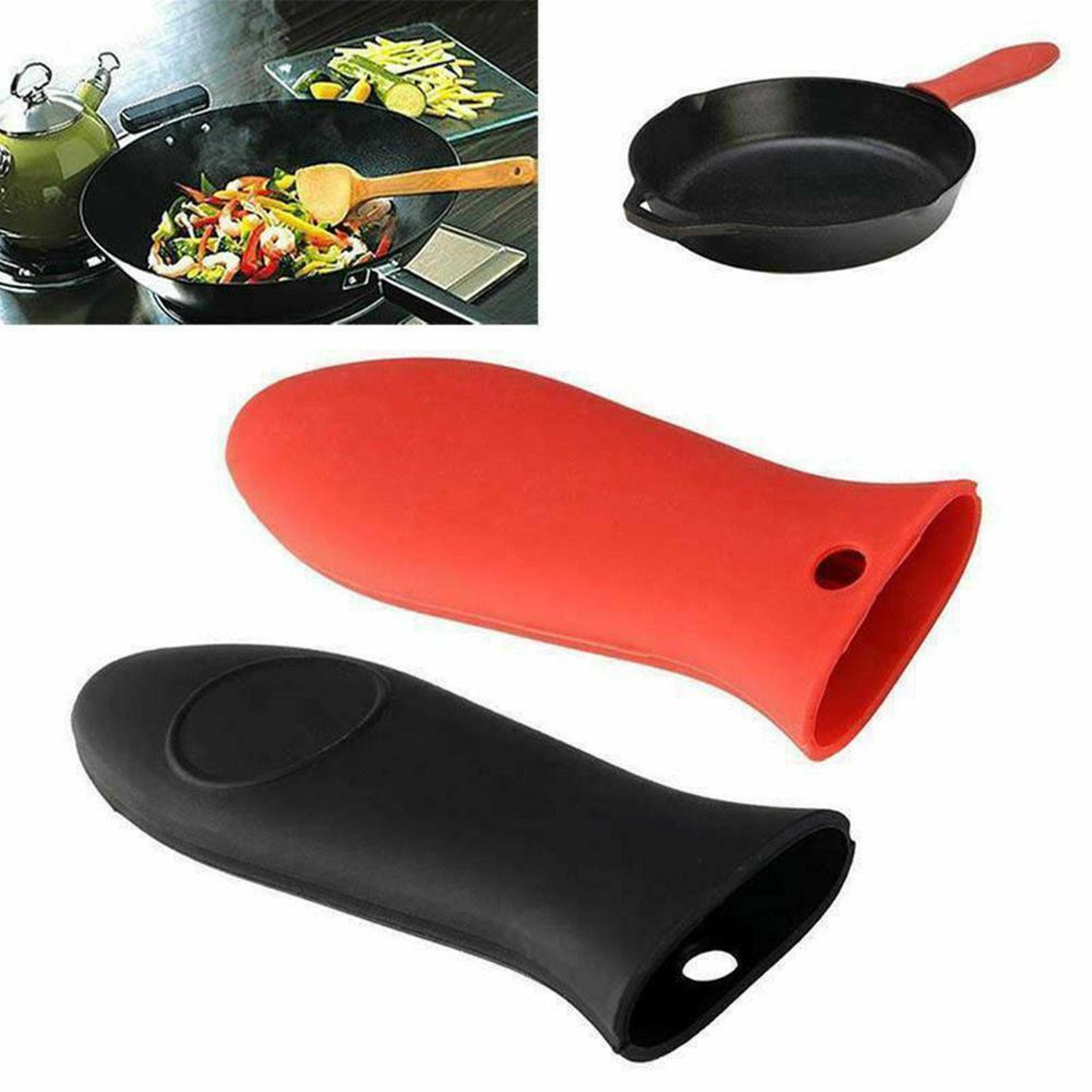 silicone hot handle holder heat resistant skillet grip cover for cast iron pans