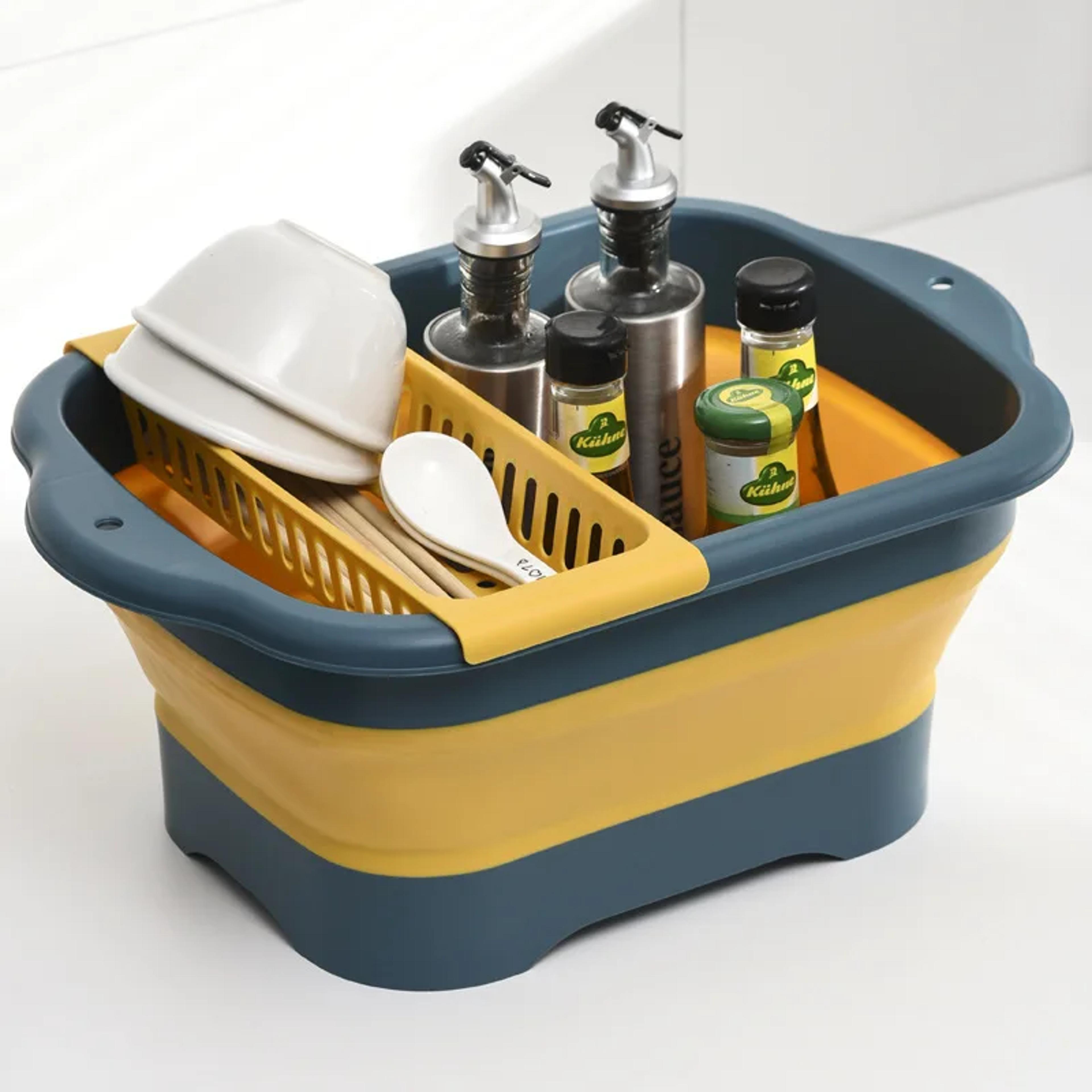 foldable colander silicone strainer vegetable washing basket collapsible kitchen drainer green
