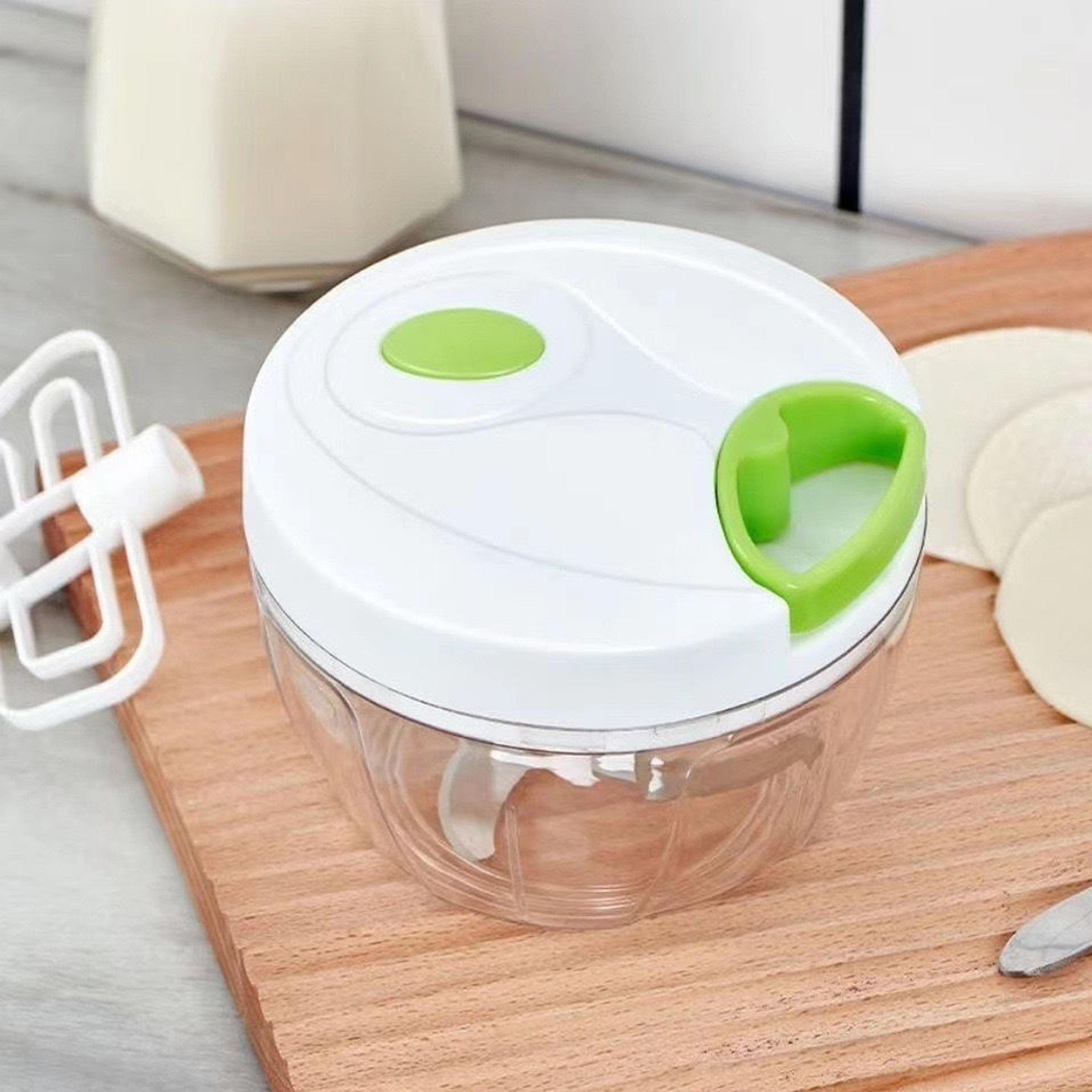 manual food chopper vegetable cutter hand pull kitchen processor green