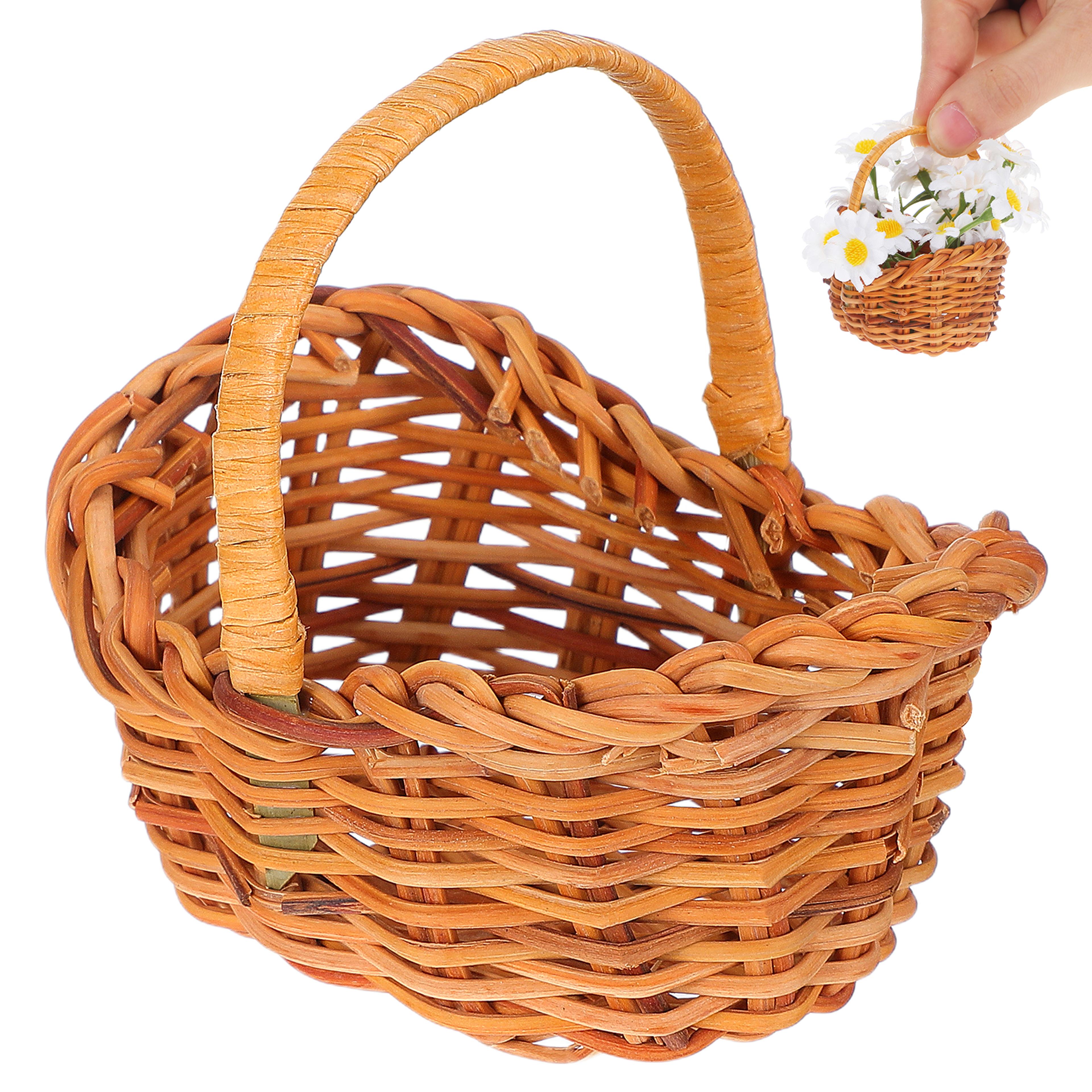 mini rattan woven flower basket for dollhouse fairy garden decor
