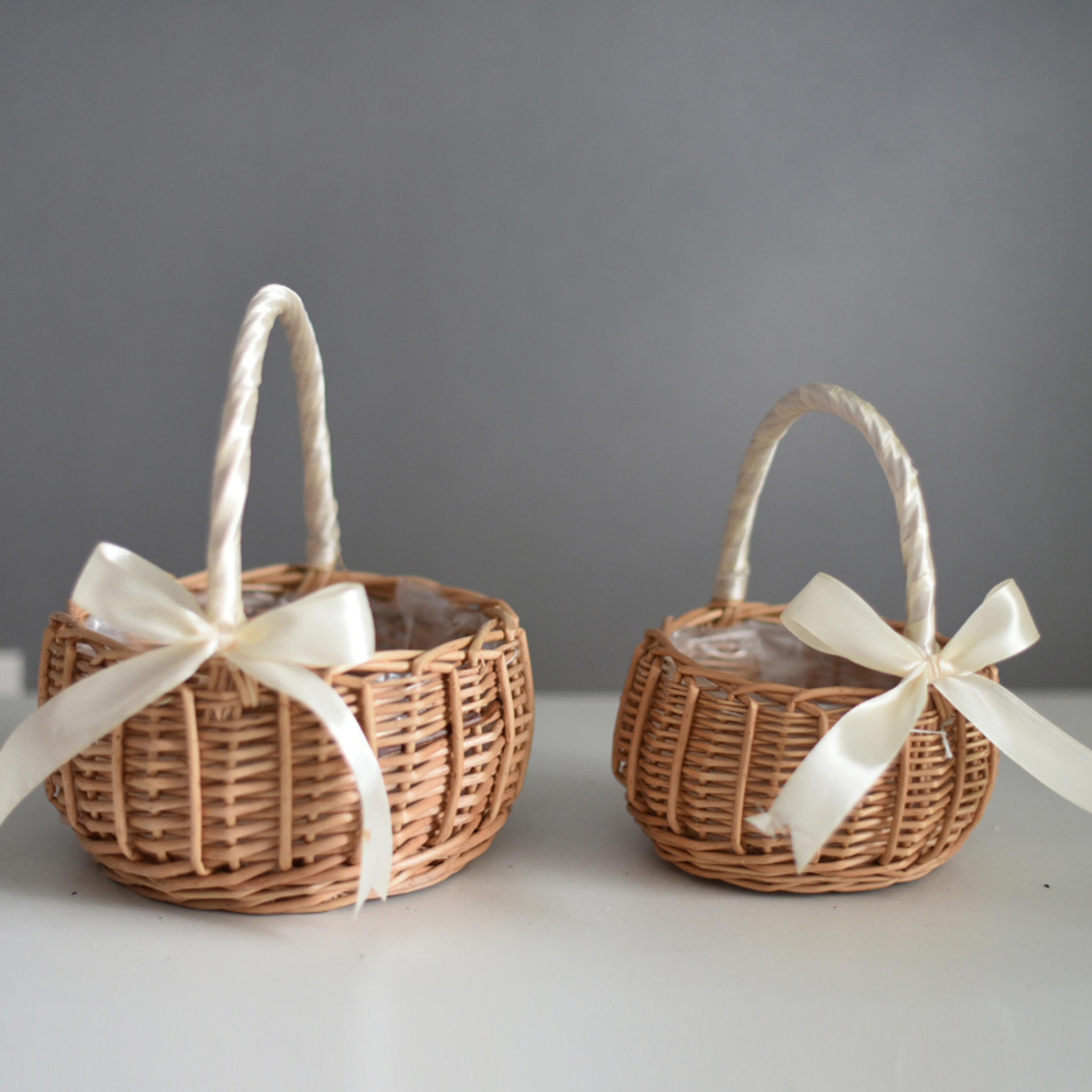 handmade rattan flower girl basket woven storage basket for wedding decor