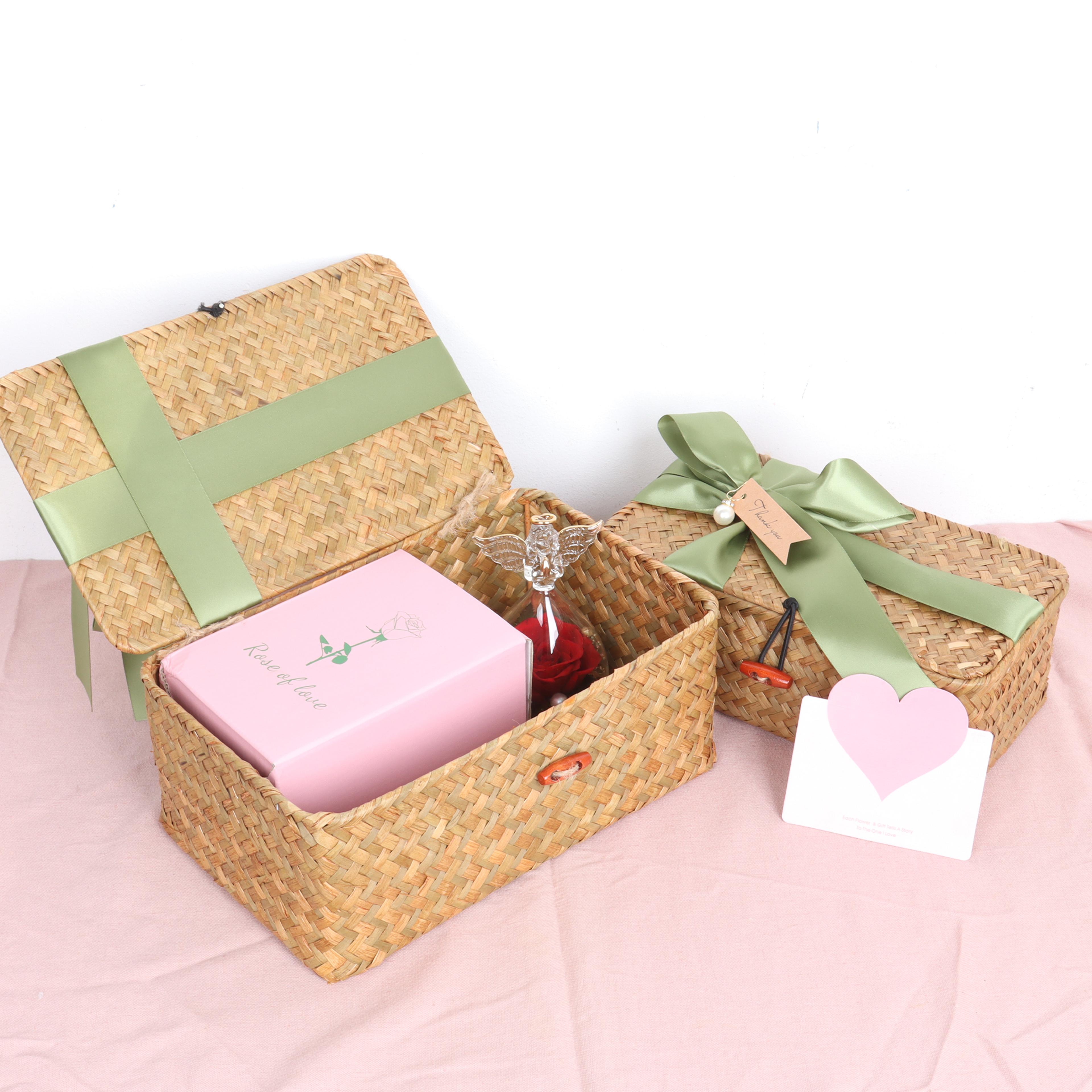 handwoven seagrass storage basket with lid natural wicker organizer for home decor