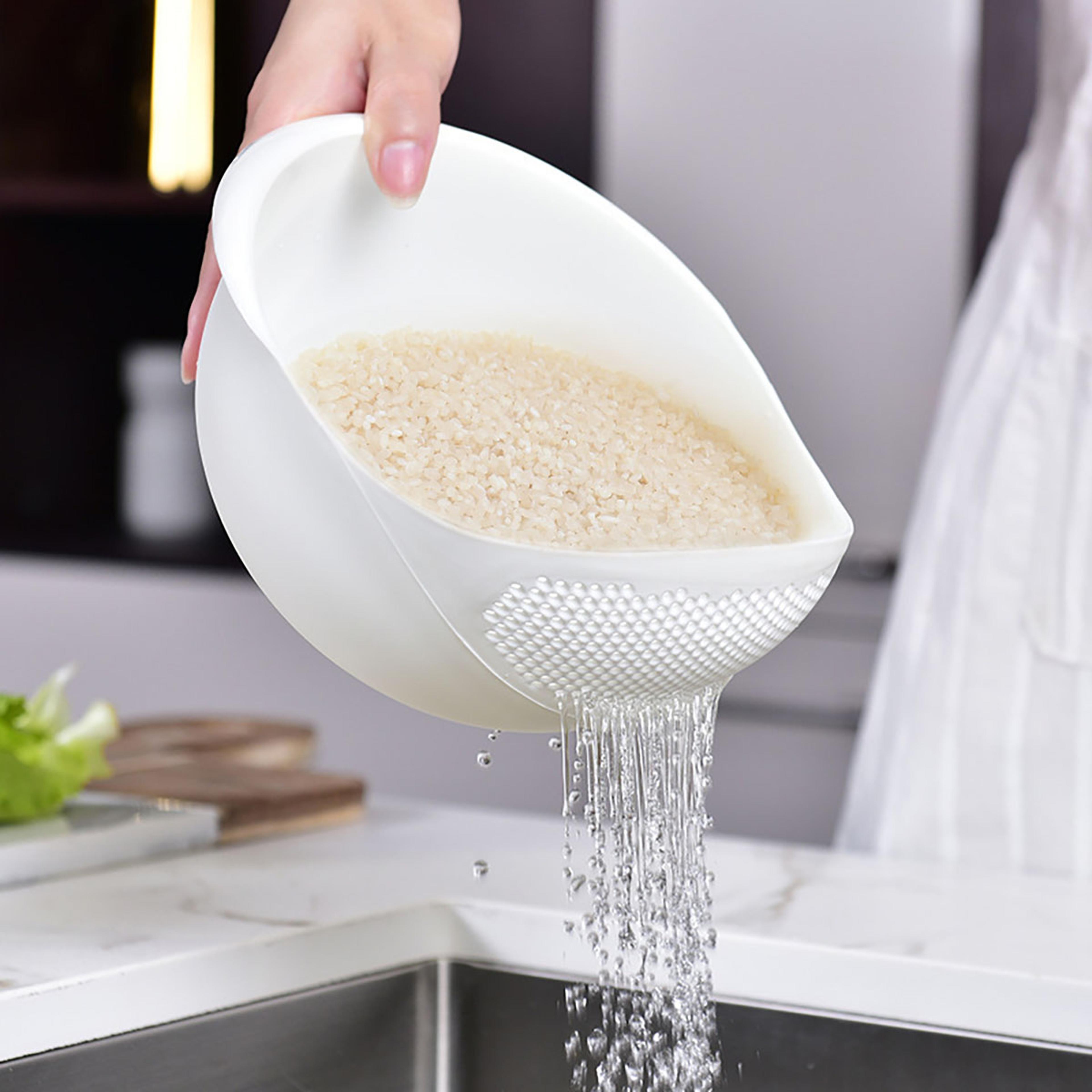 rice washing bowl kitchen strainer basket fruit and vegetable drain multi purpose tool