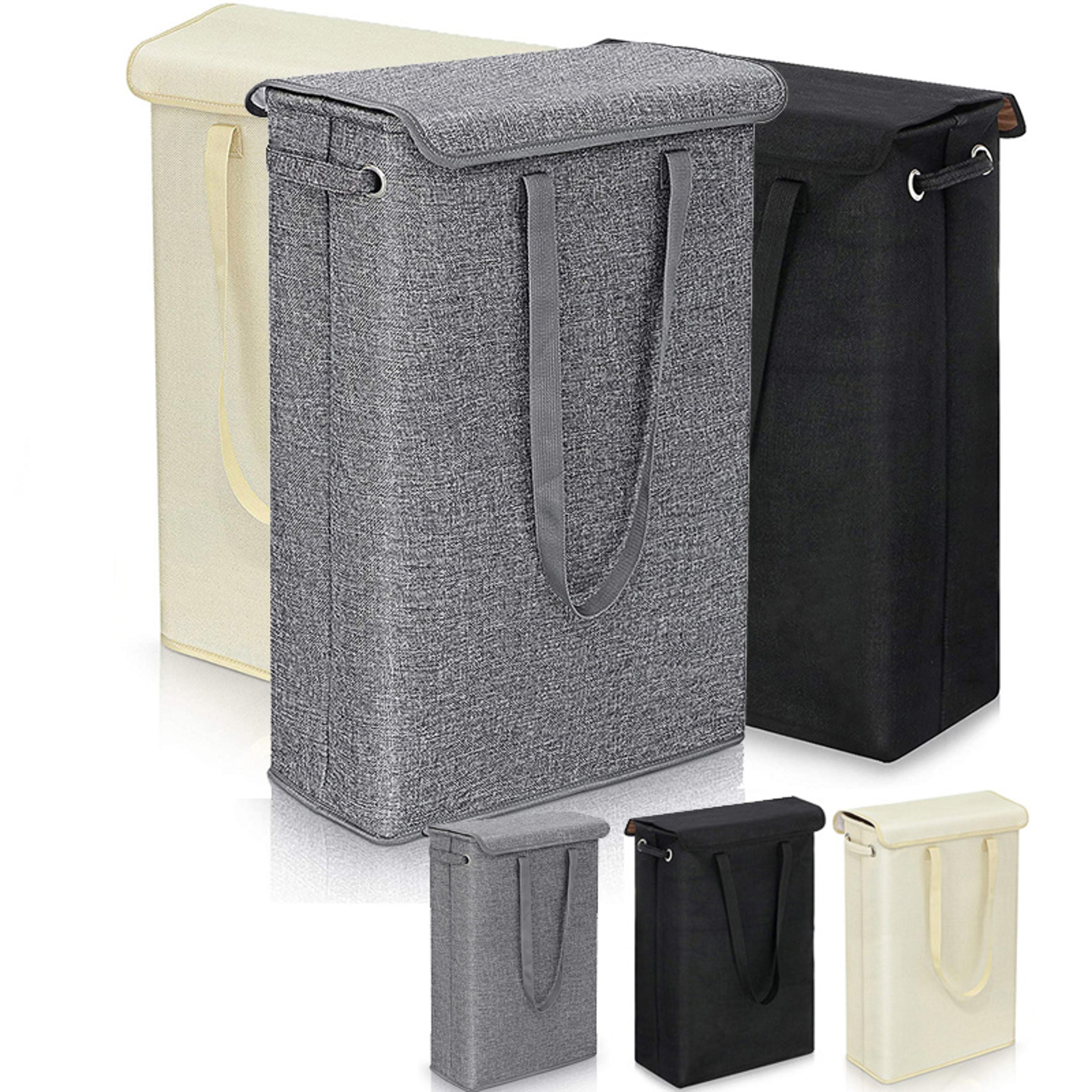 slim laundry basket with lid narrow space saving clothes hamper