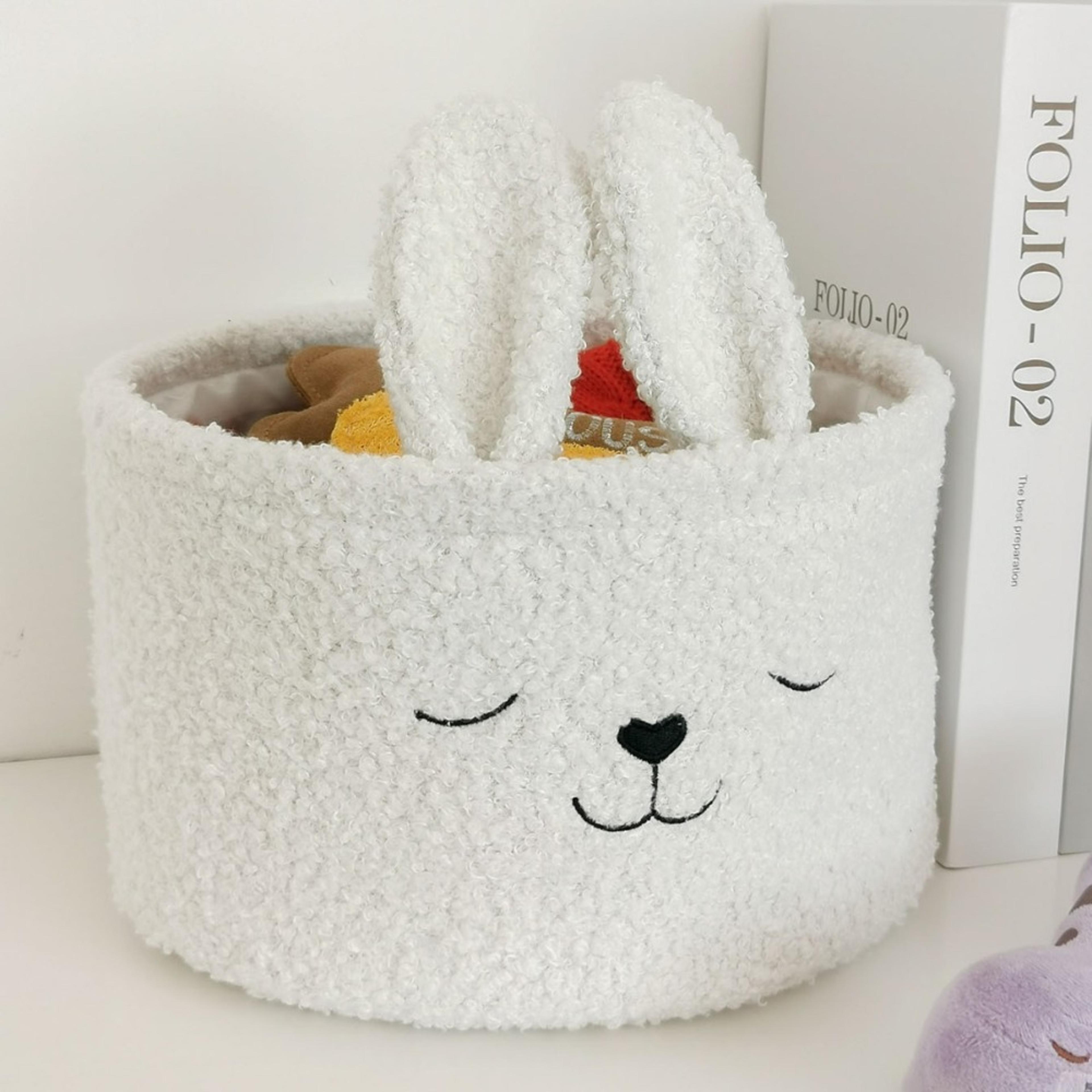 rabbit ear plush storage basket cute toy organizer for nursery and home