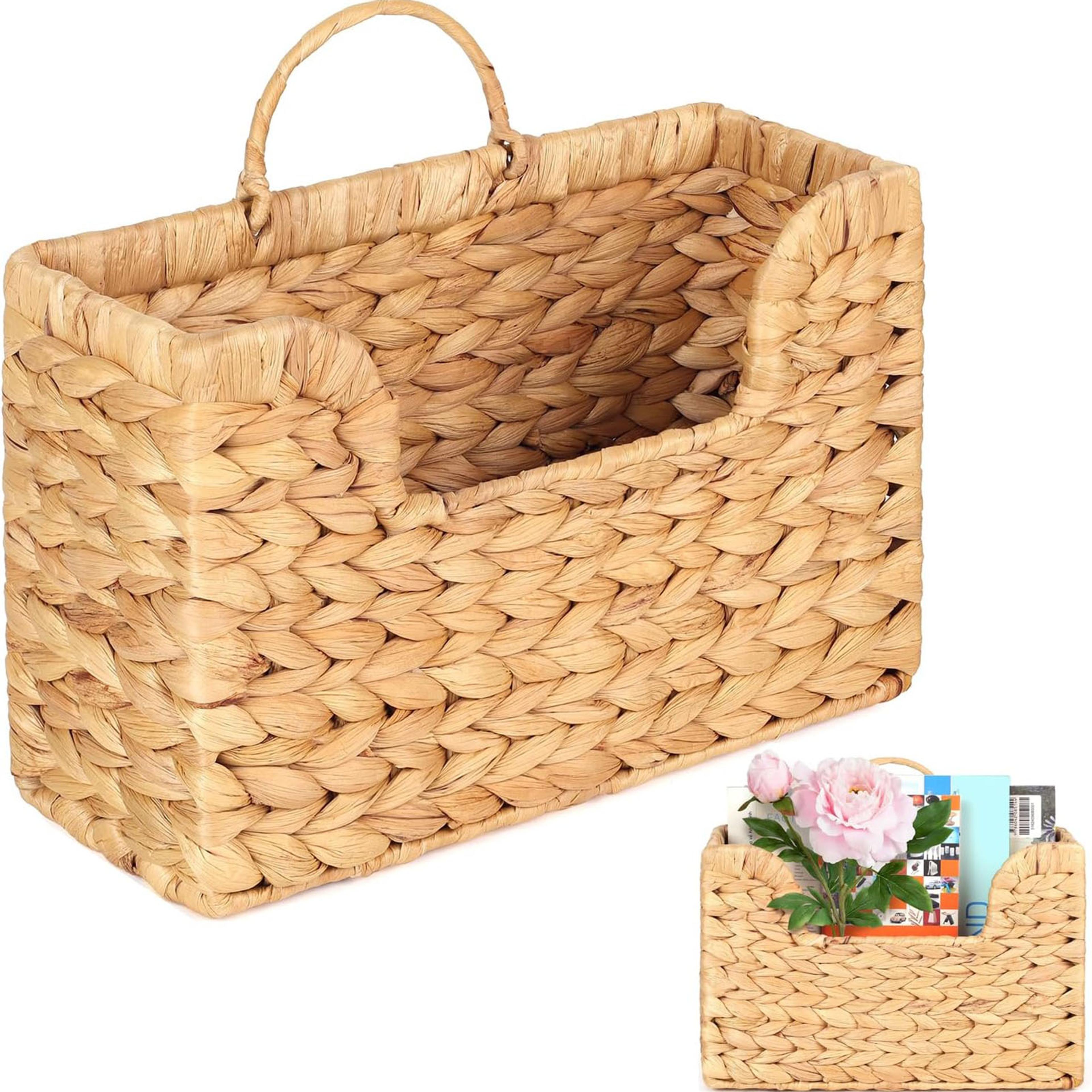 gourd vine woven wall hanging storage basket rattan magazine holder for boho home decor