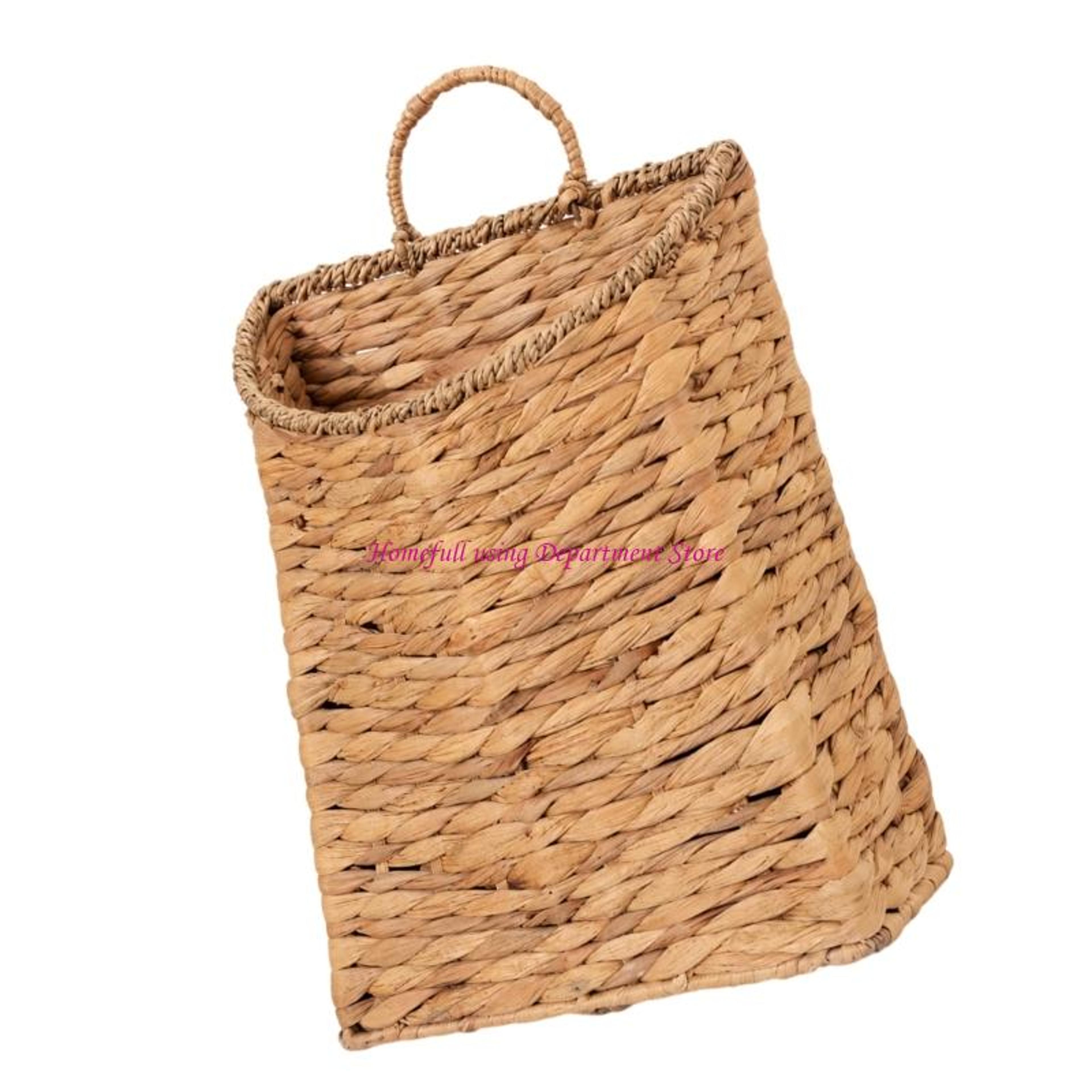 natural fiber wall hanging storage basket for bathroom and entryway organization