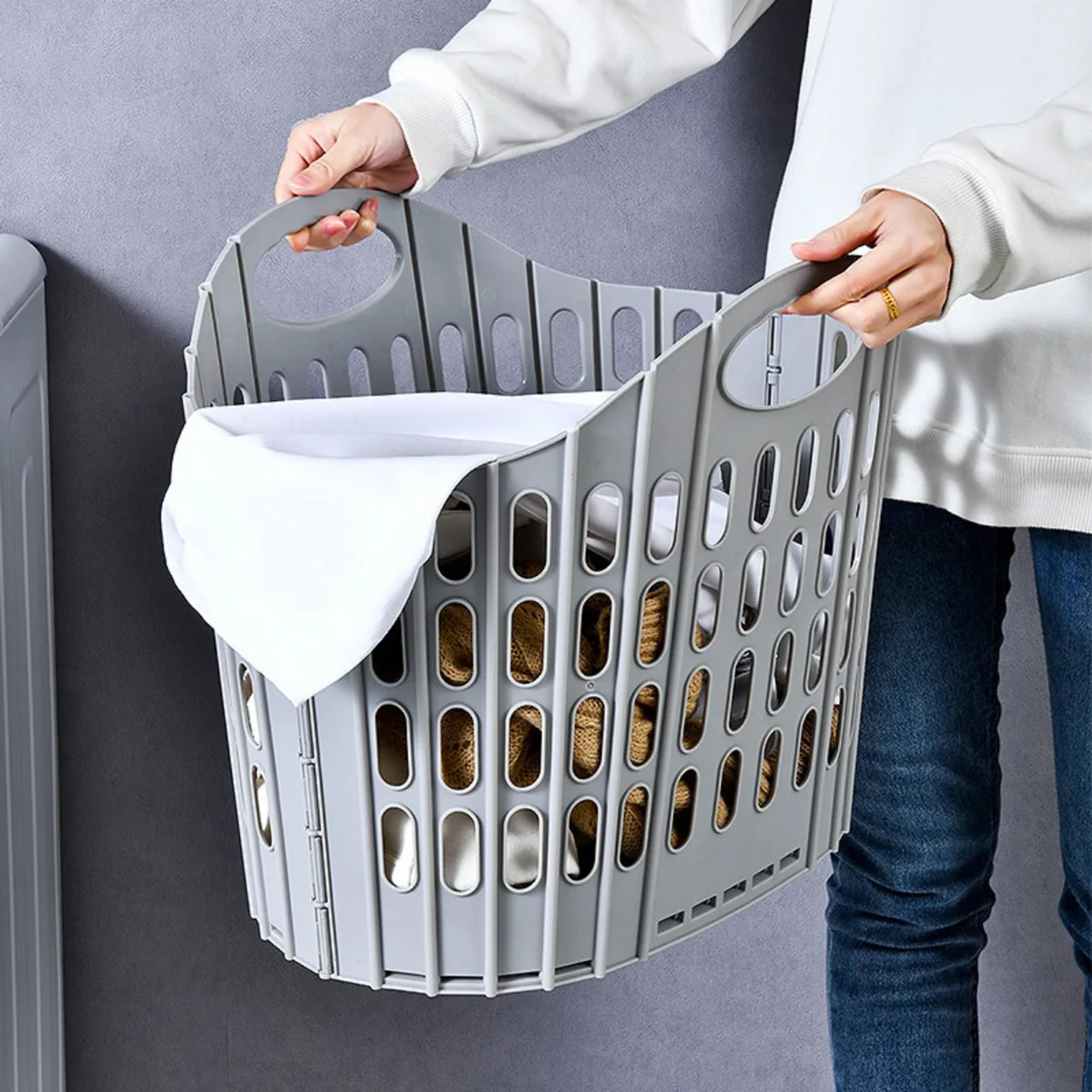 foldable laundry hamper large capacity portable collapsible storage basket for home organization blue
