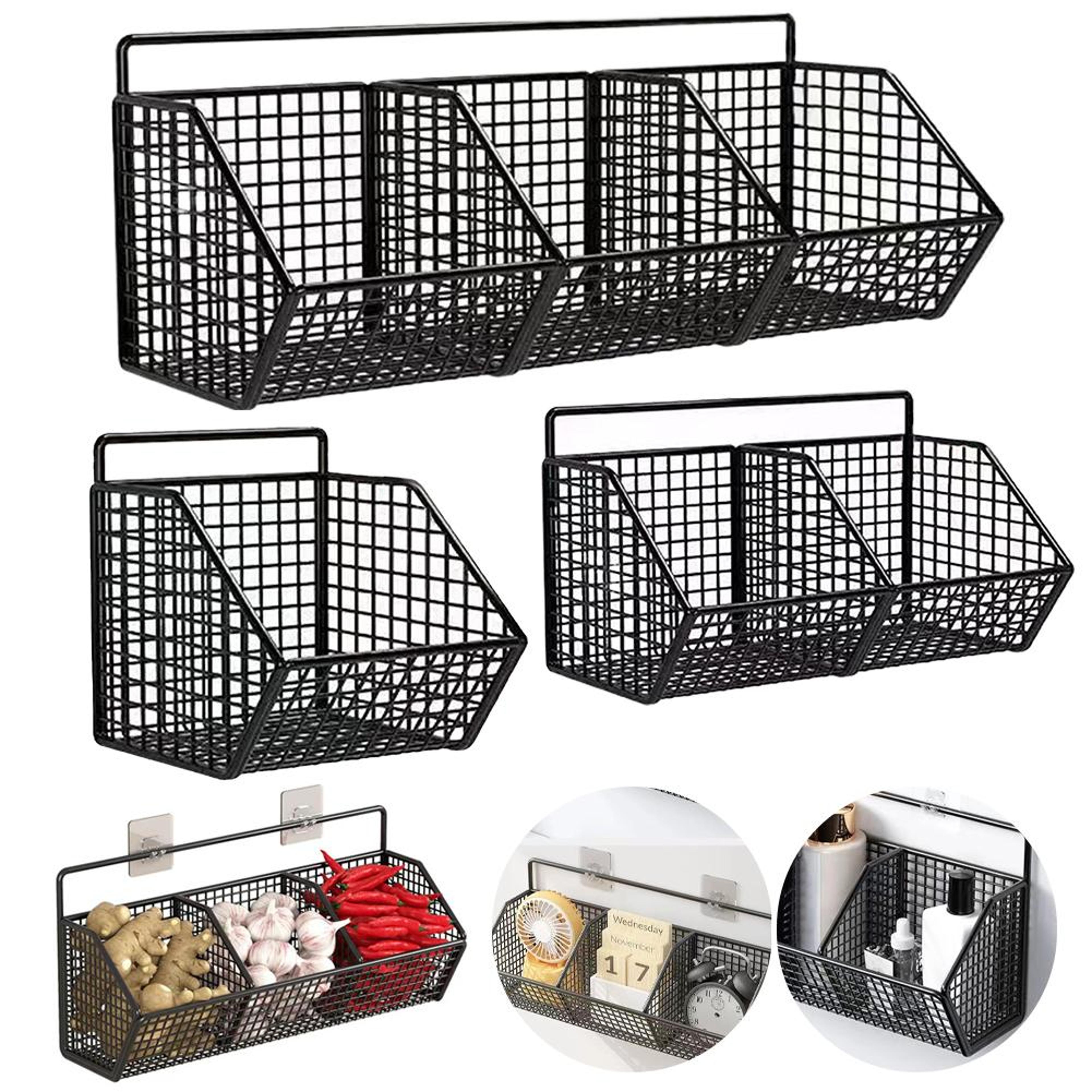 wall mounted kitchen storage rack iron organizer basket