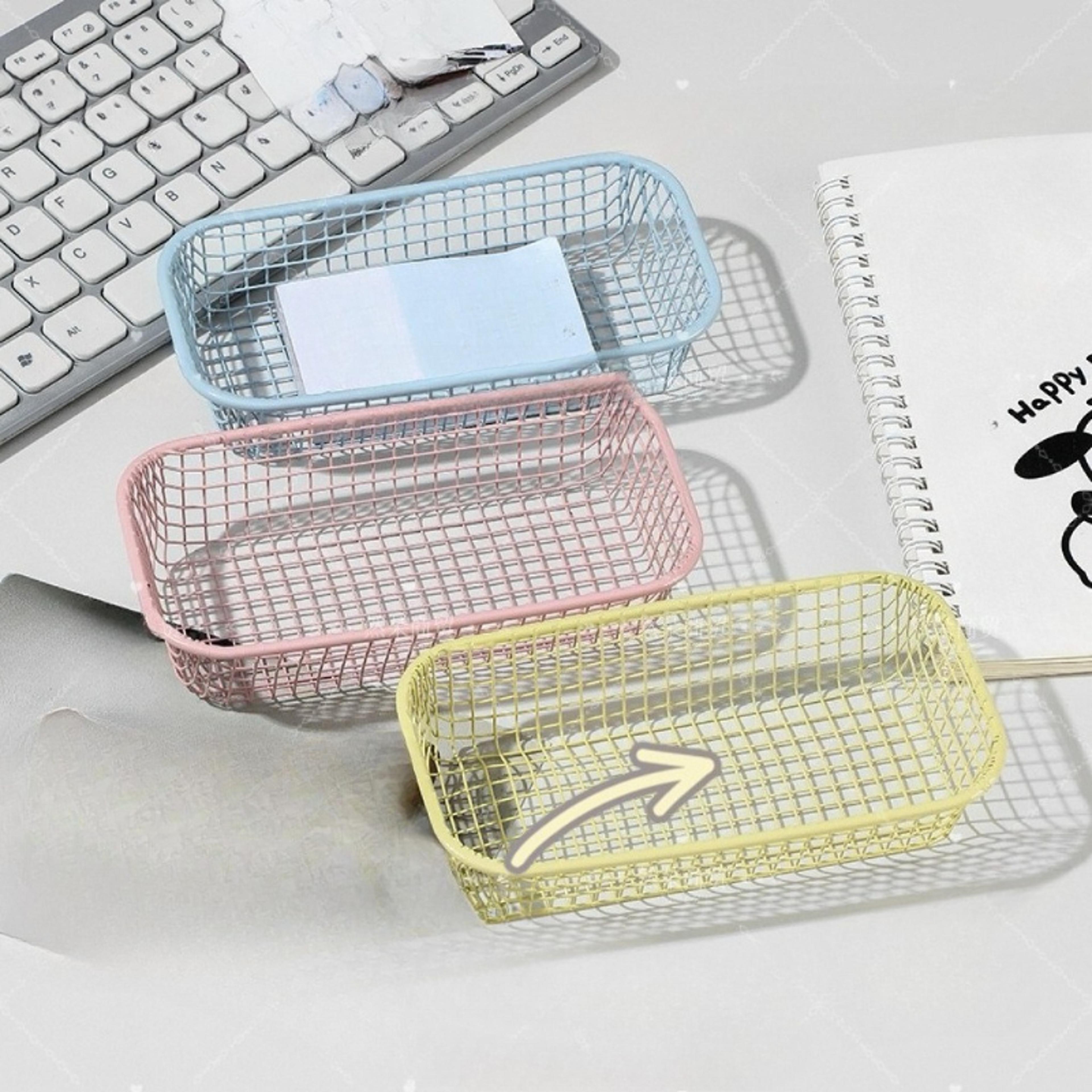vintage metal wire basket foldable desktop organizer for home storage