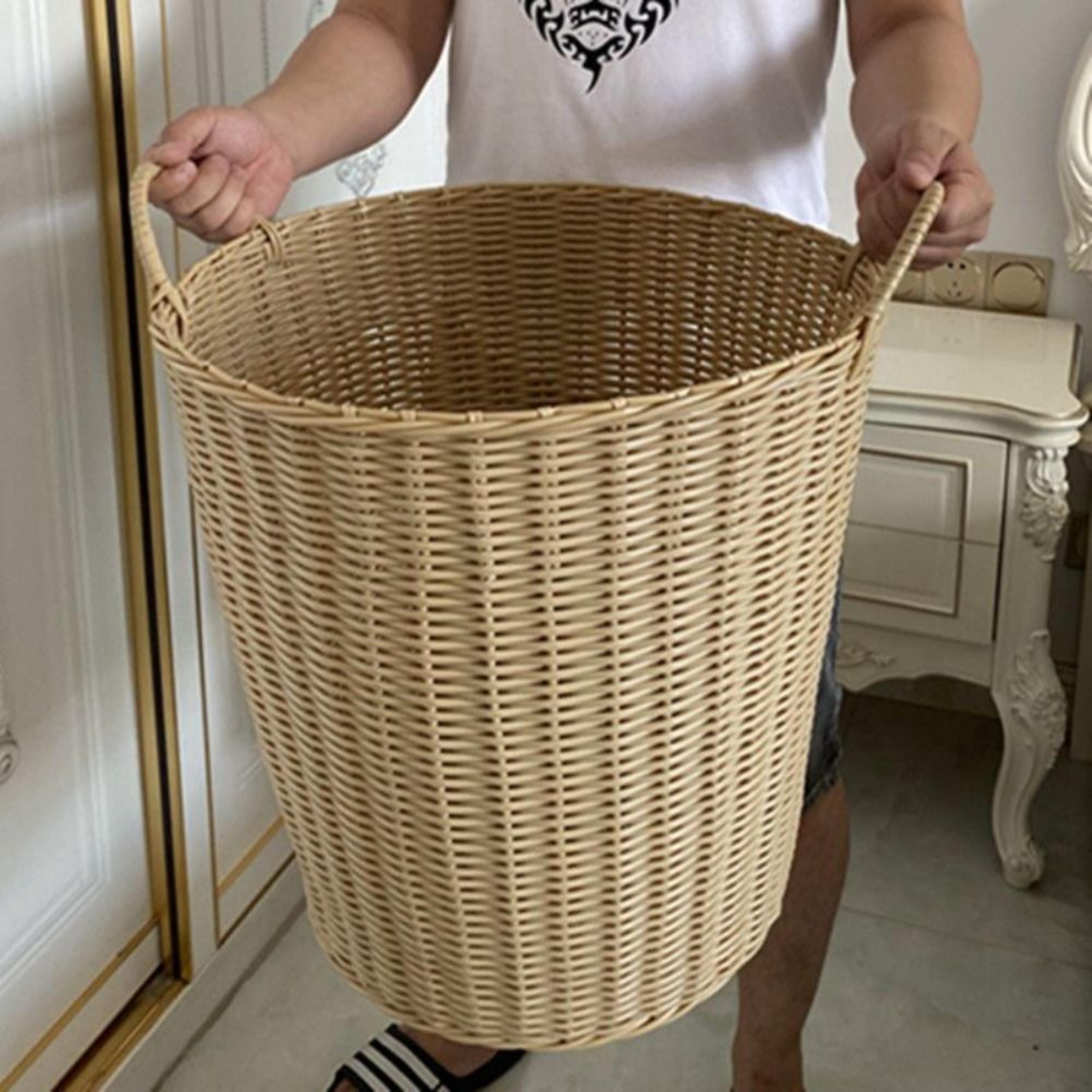 foldable rattan storage basket laundry hamper and toy organizer for home