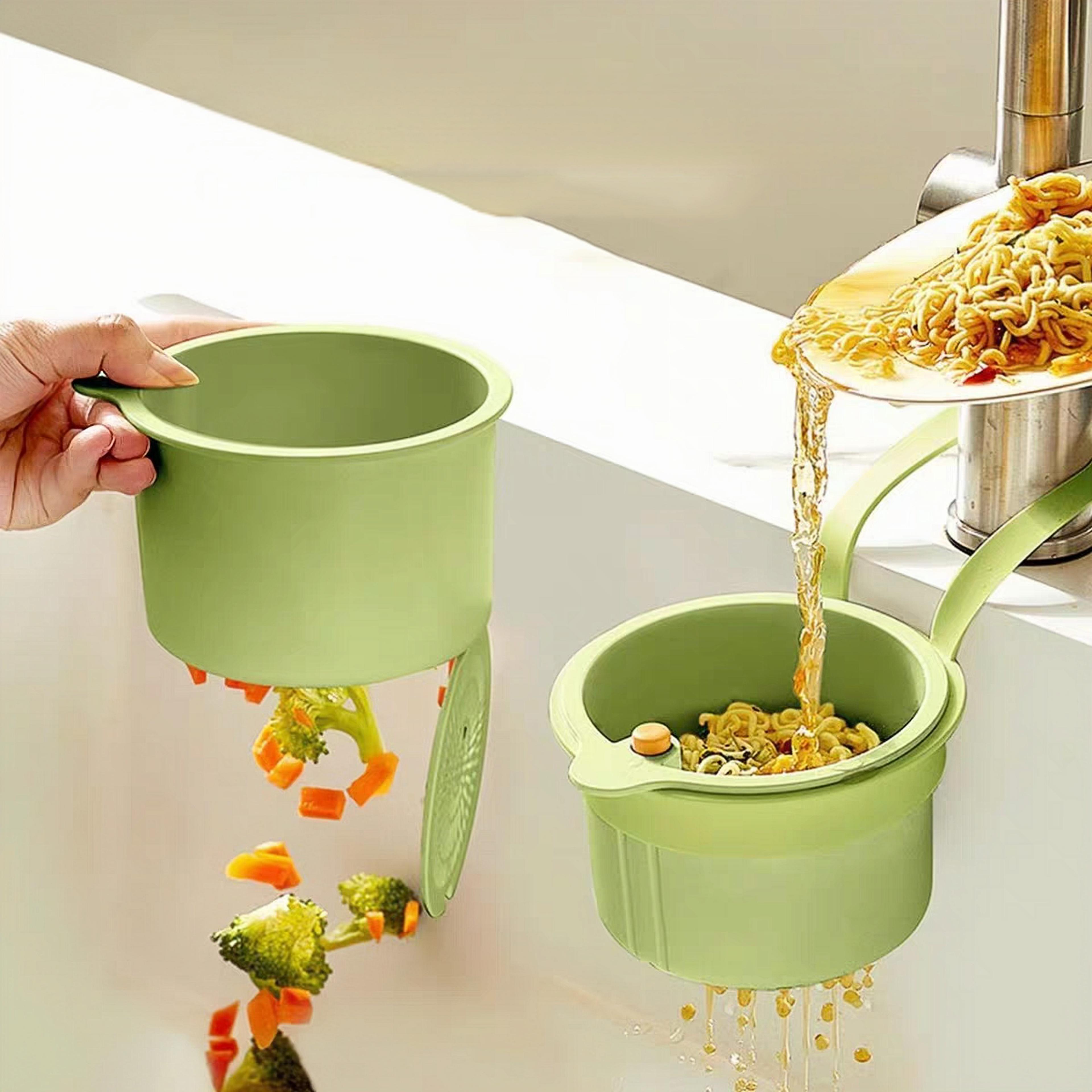 multifunctional kitchen sink strainer basket with leak proof drain filter and storage design green