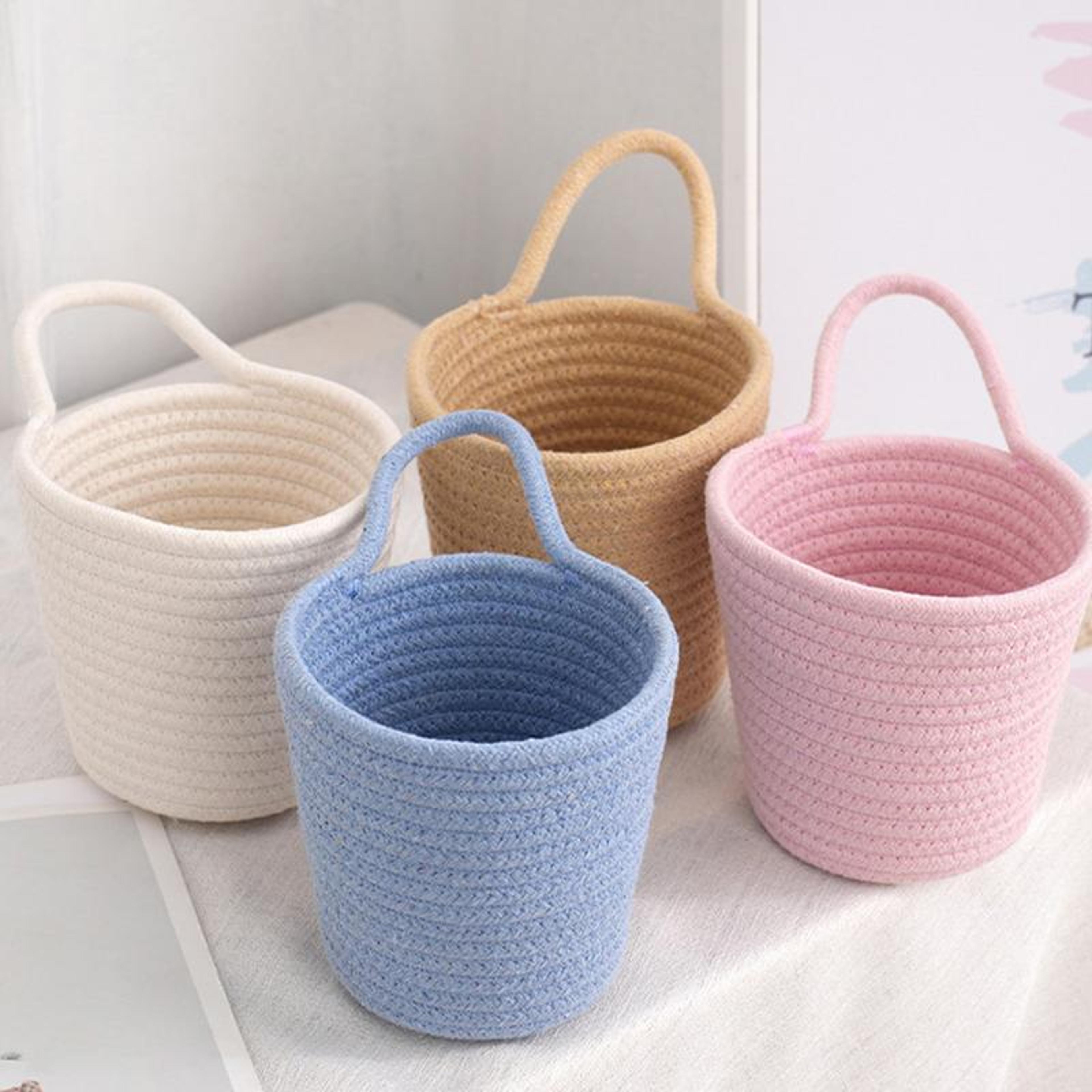 handmade cotton rope basket with handle stylish toy storage and home organizer