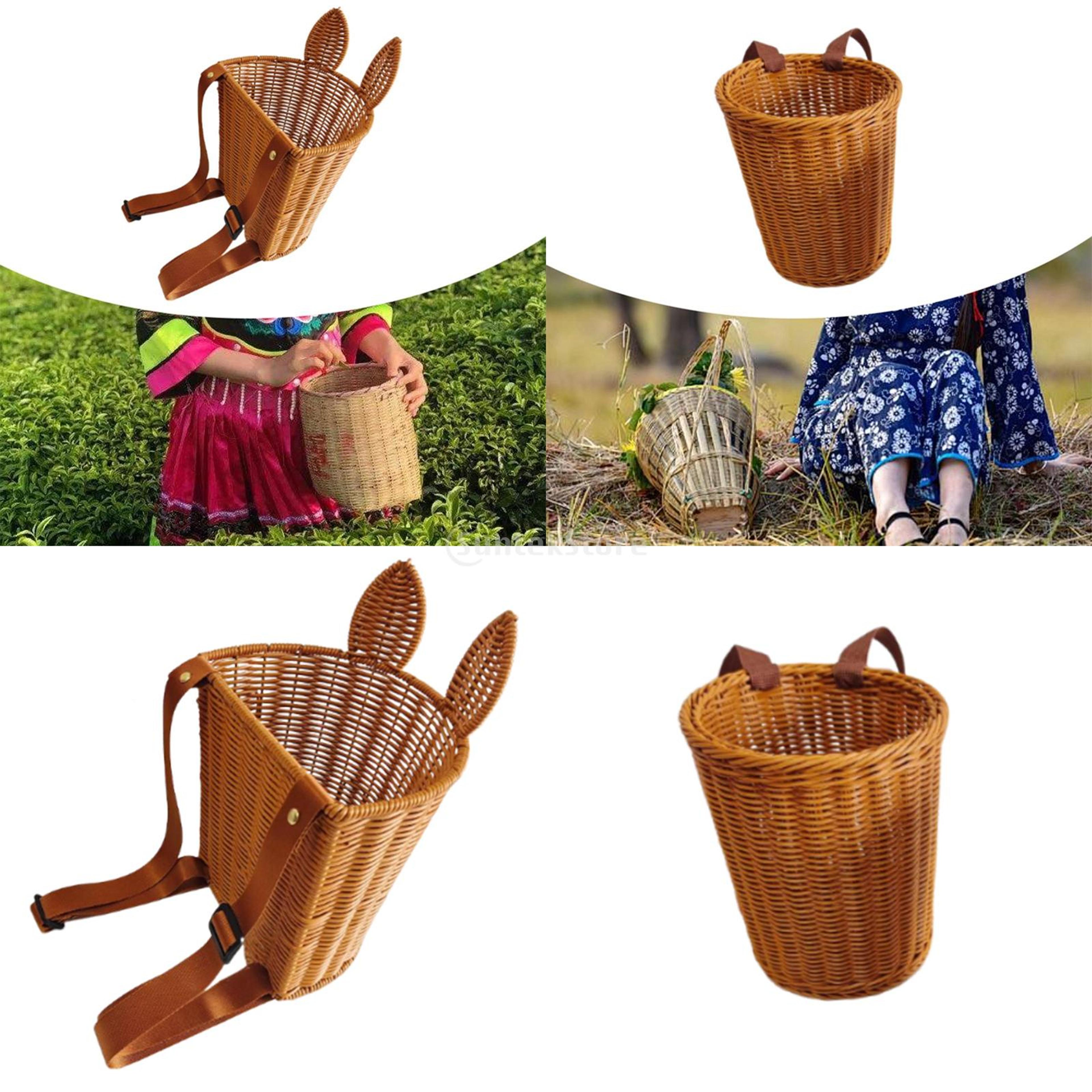 rustic woven basket backpack large capacity picnic and camping storage basket