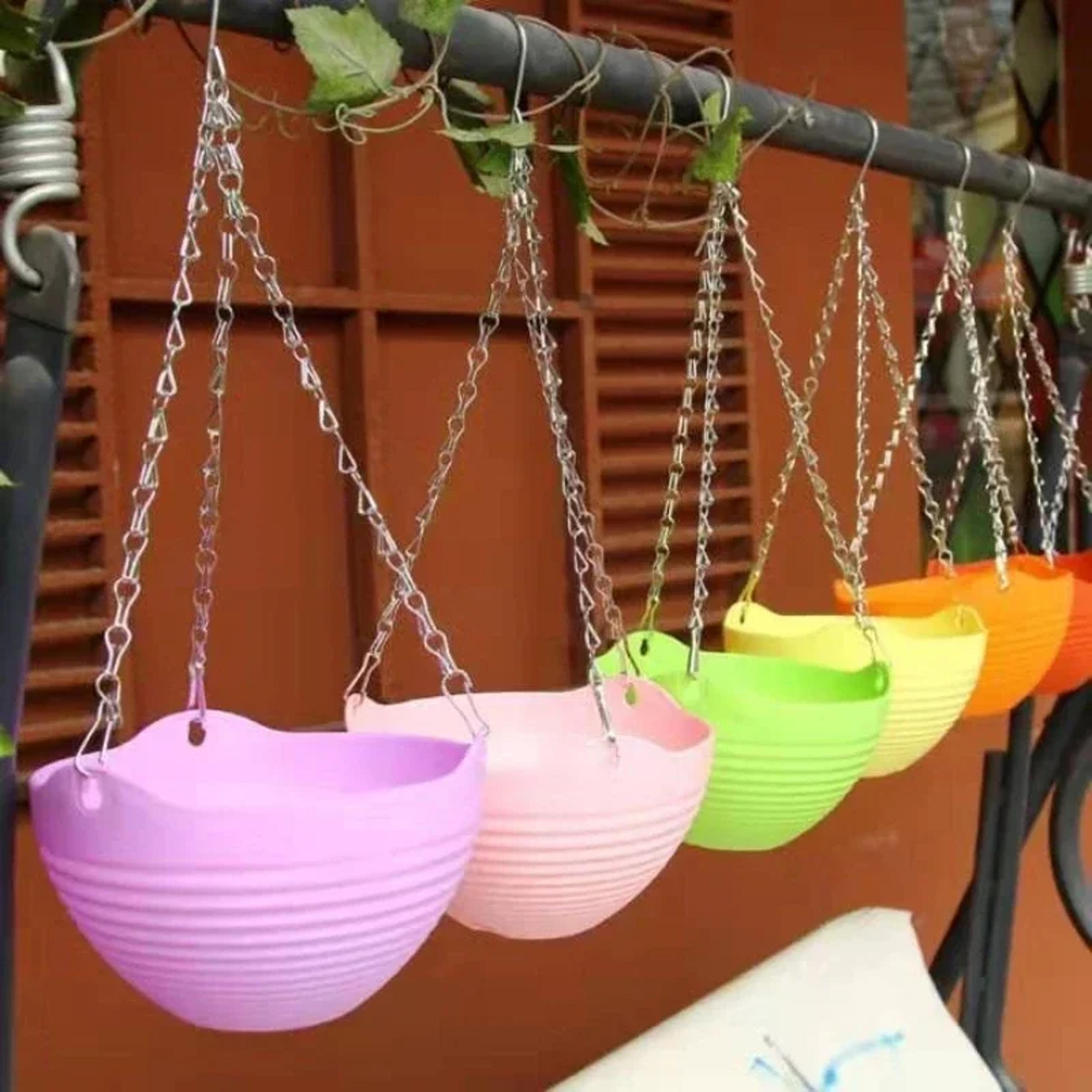 thickened resin hanging flower pot basket with chain garden planter holder