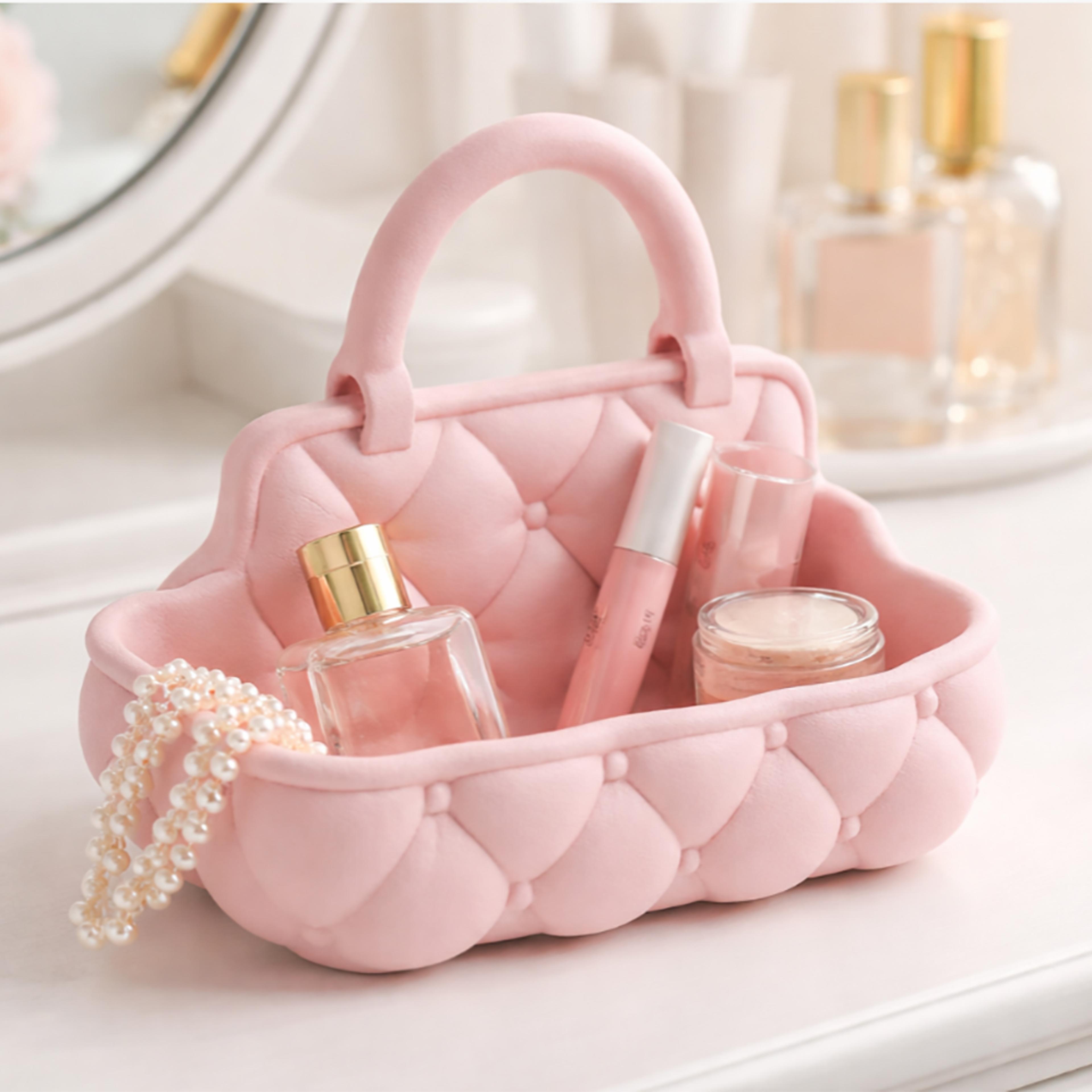 handbag shaped quilted storage basket cute desktop organizer for home decor