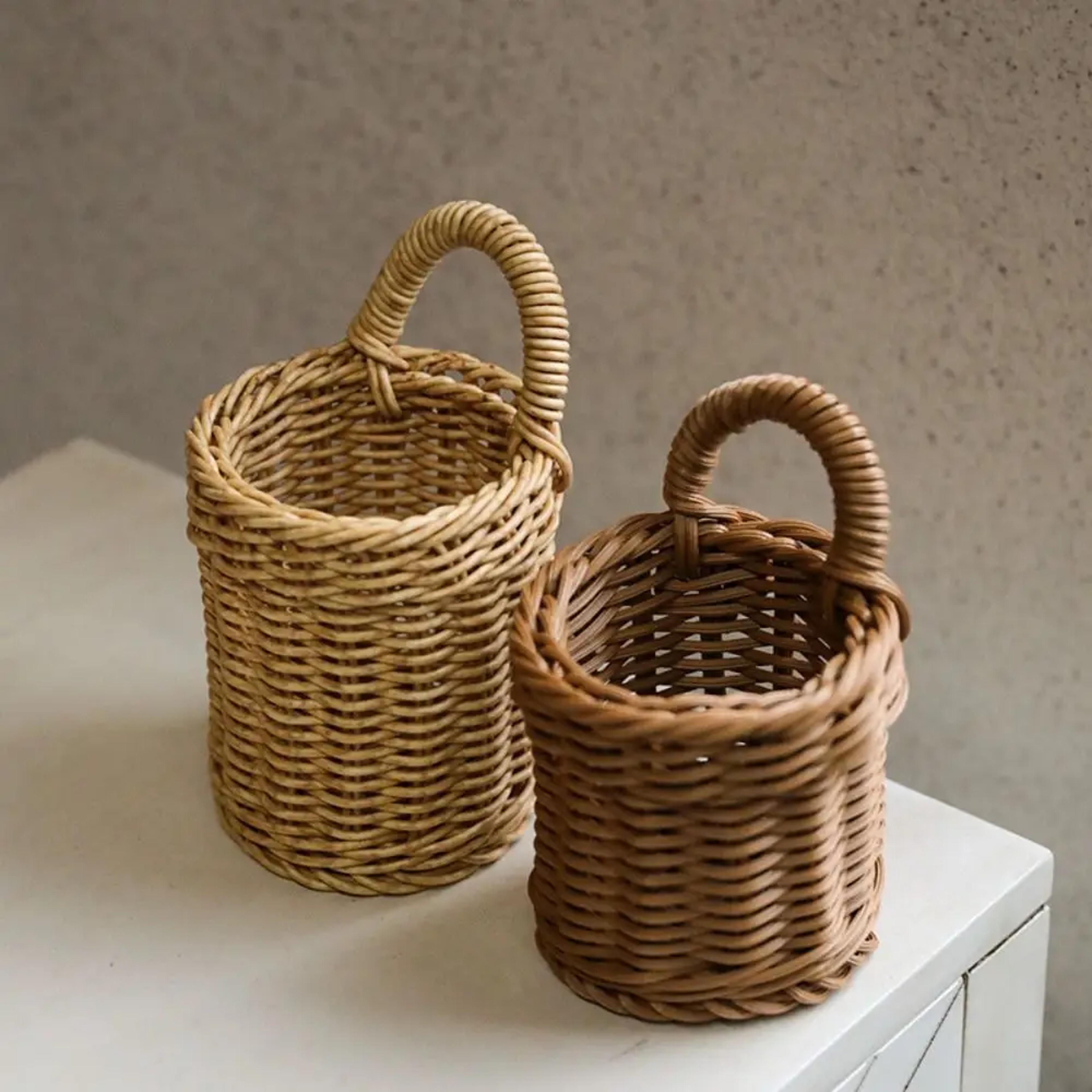 woven storage basket wall hanging plant pot holder small home decor organizer