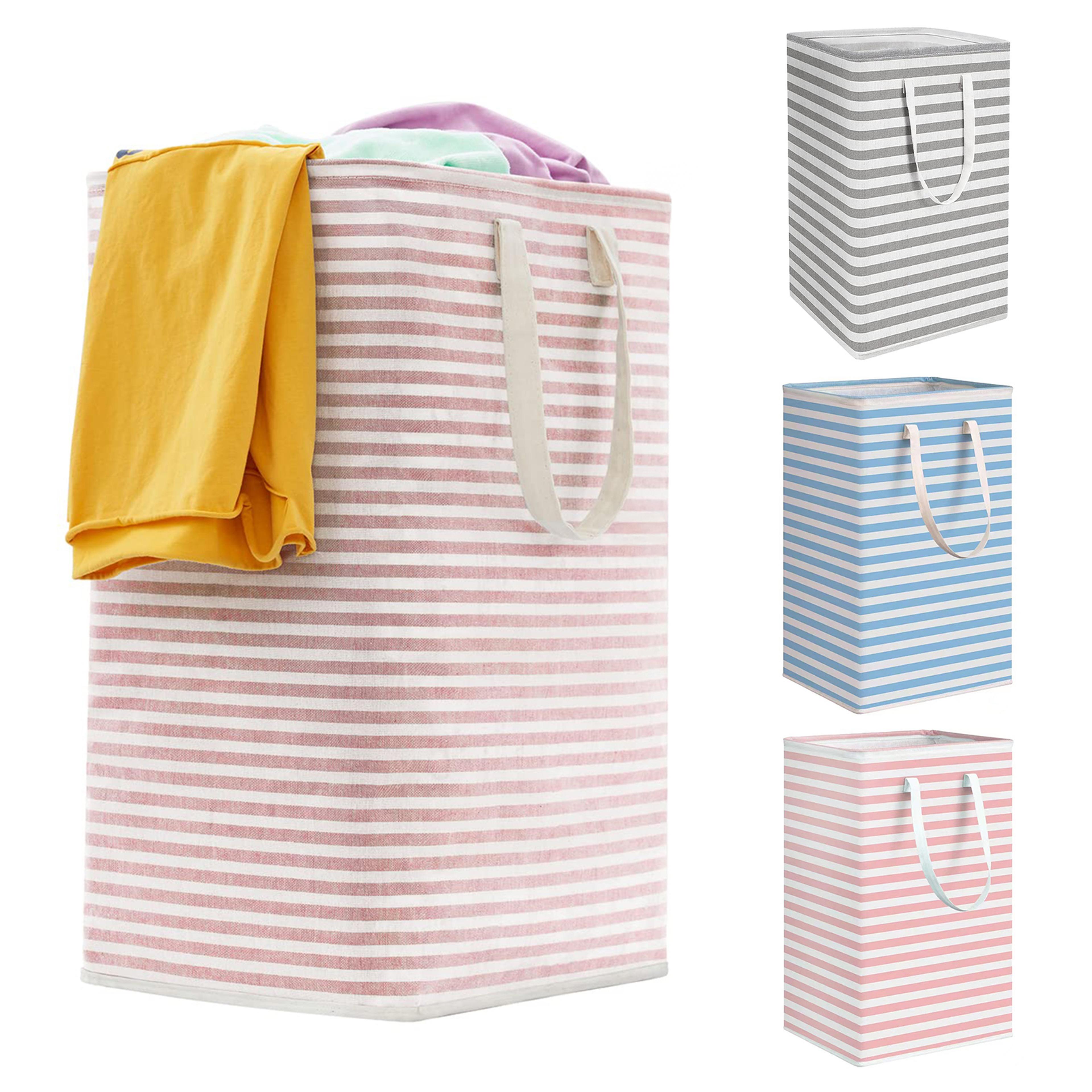 large collapsible laundry basket with handles for clothes storage and home organization