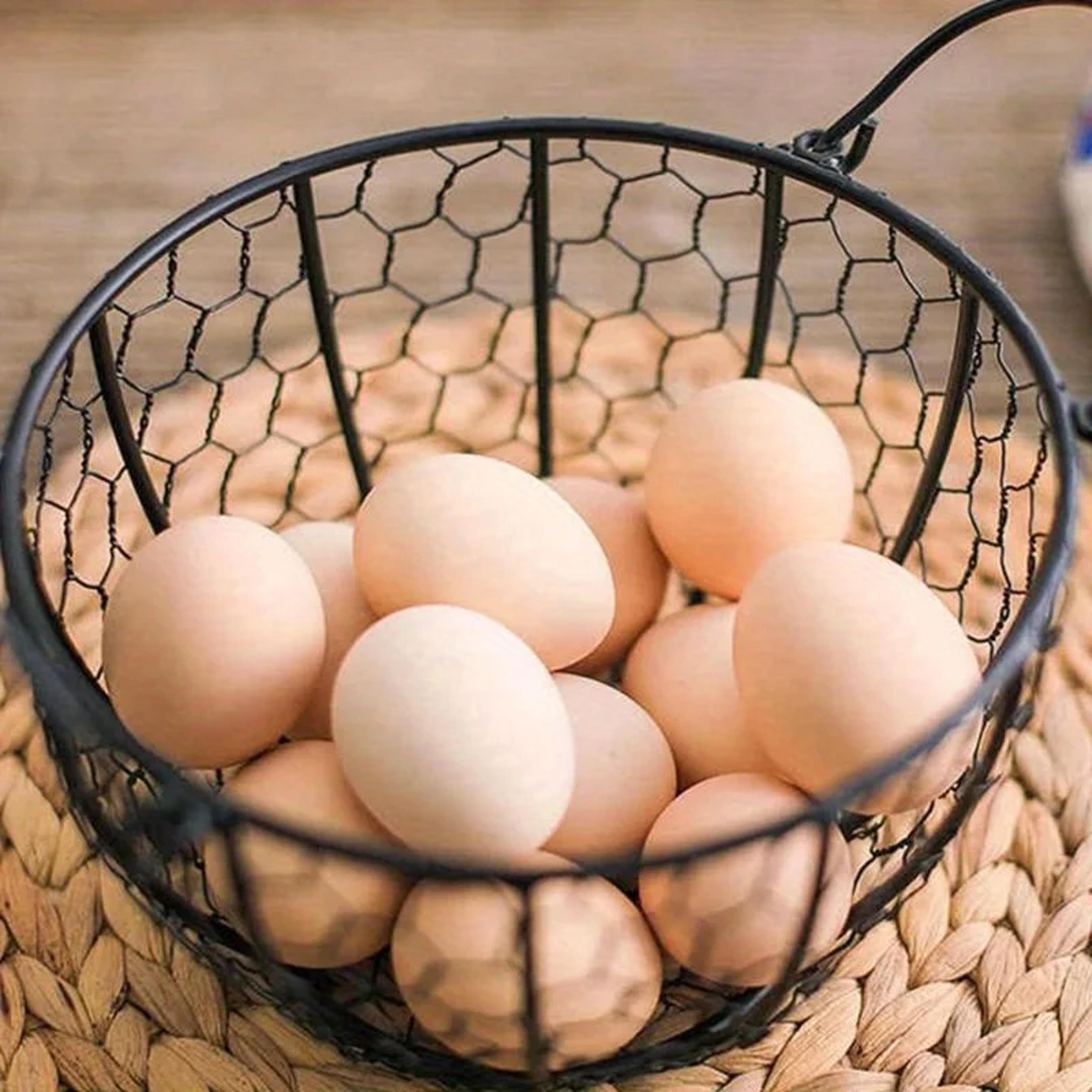 farmhouse metal wire egg basket with chicken cover egg holder organizer