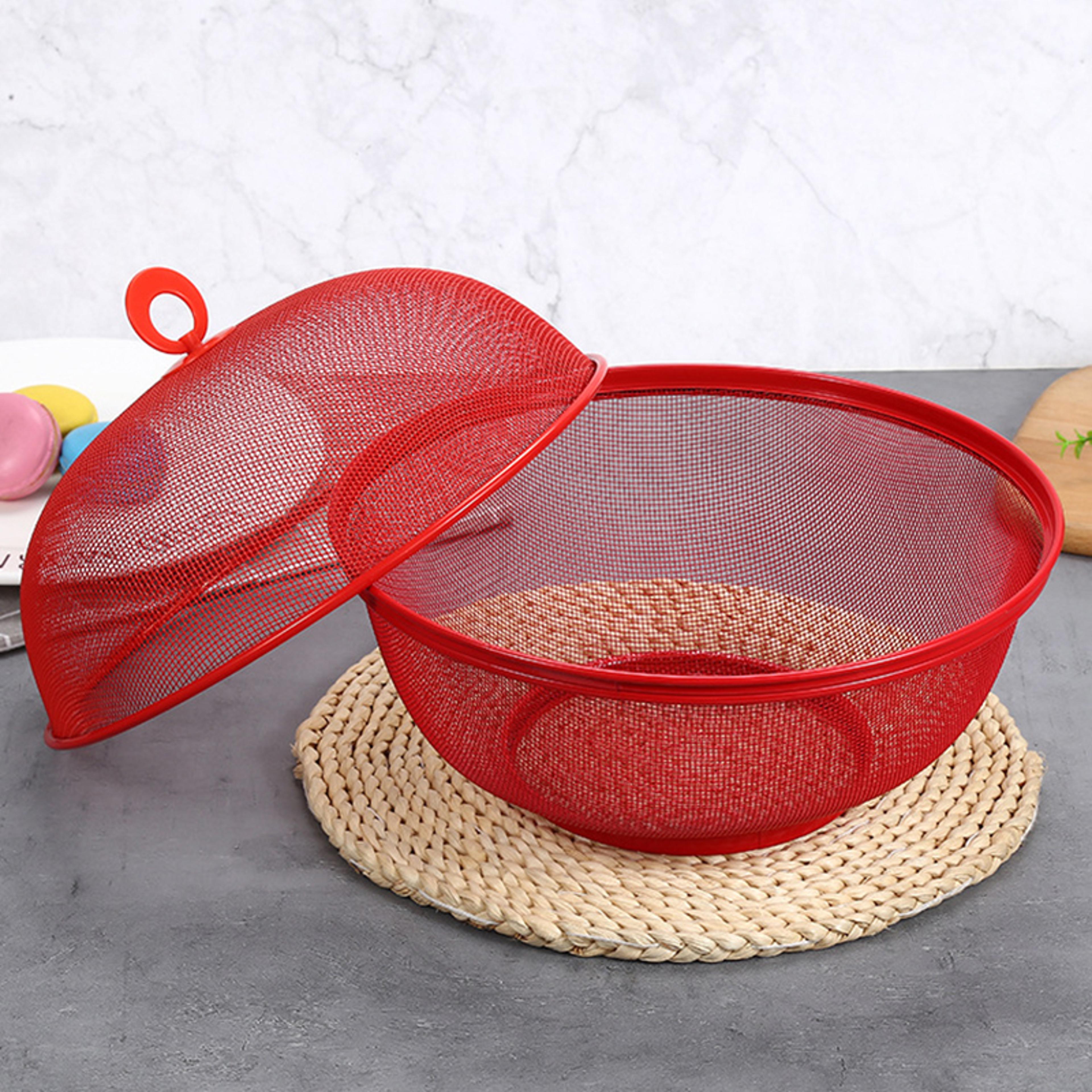 mesh fruit basket with lid insect proof metal kitchen countertop organizer