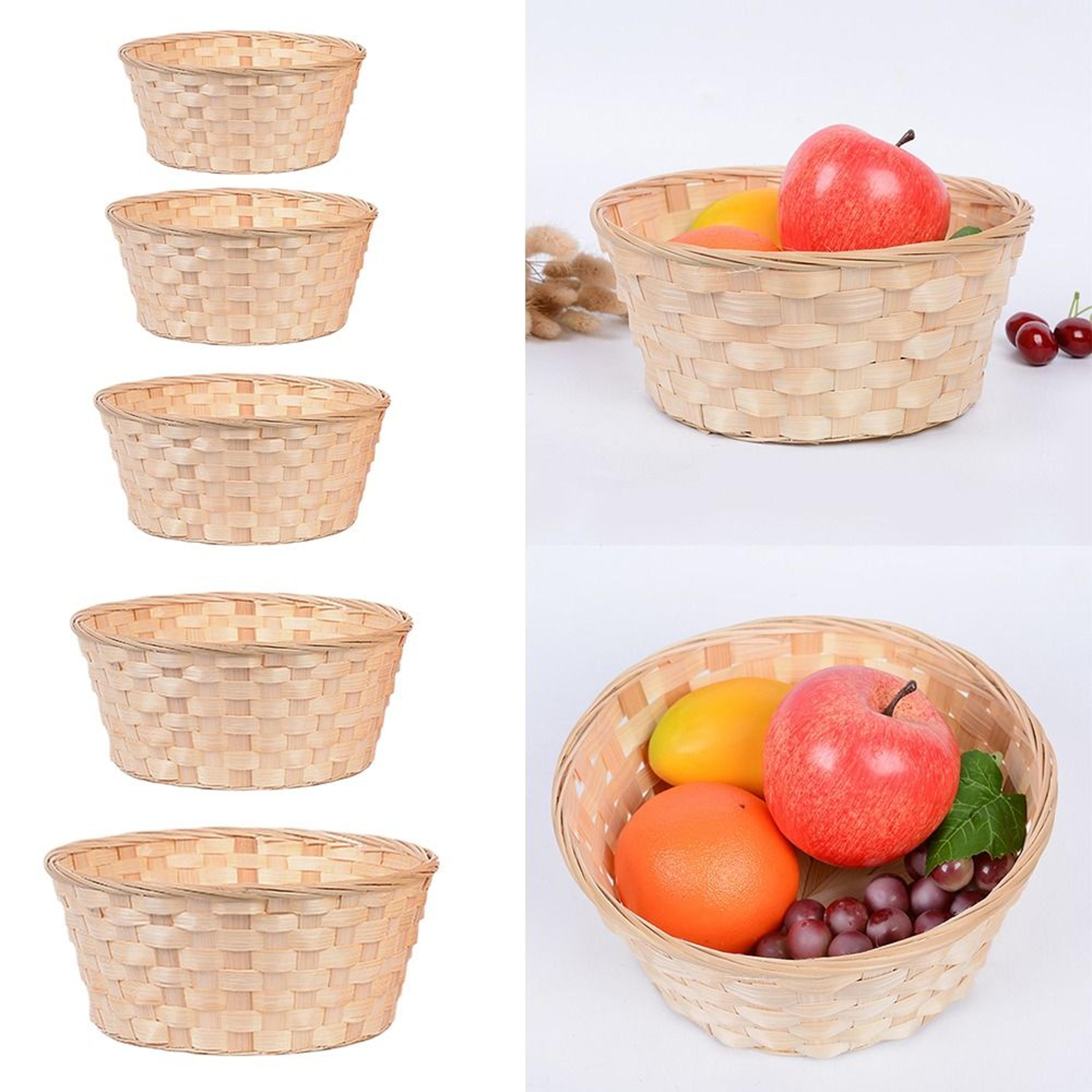 handwoven rattan storage basket for fruit bread and home decor