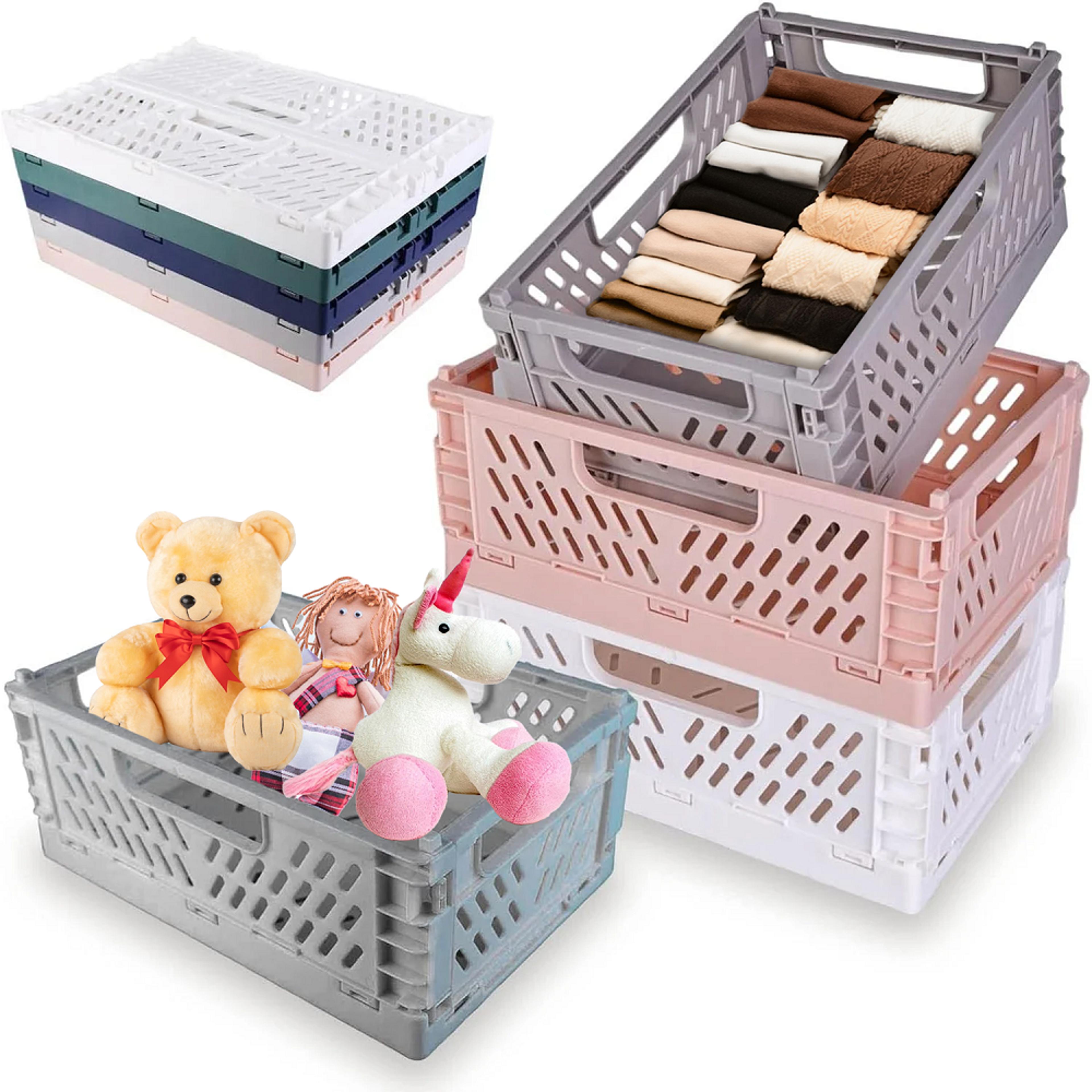foldable storage crate stackable collapsible storage basket for home organization
