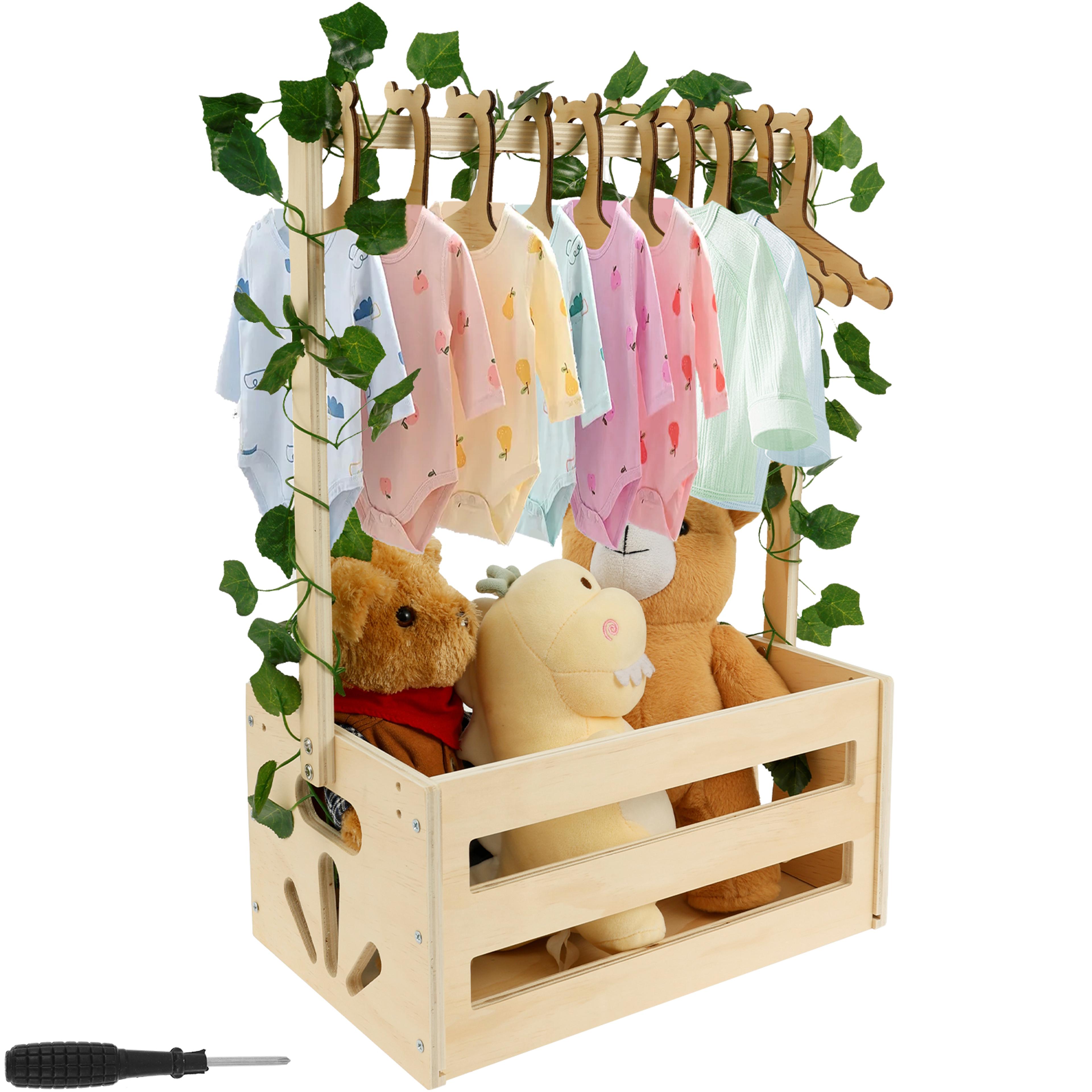 wooden baby shower crate closet and newborn gift basket with handle