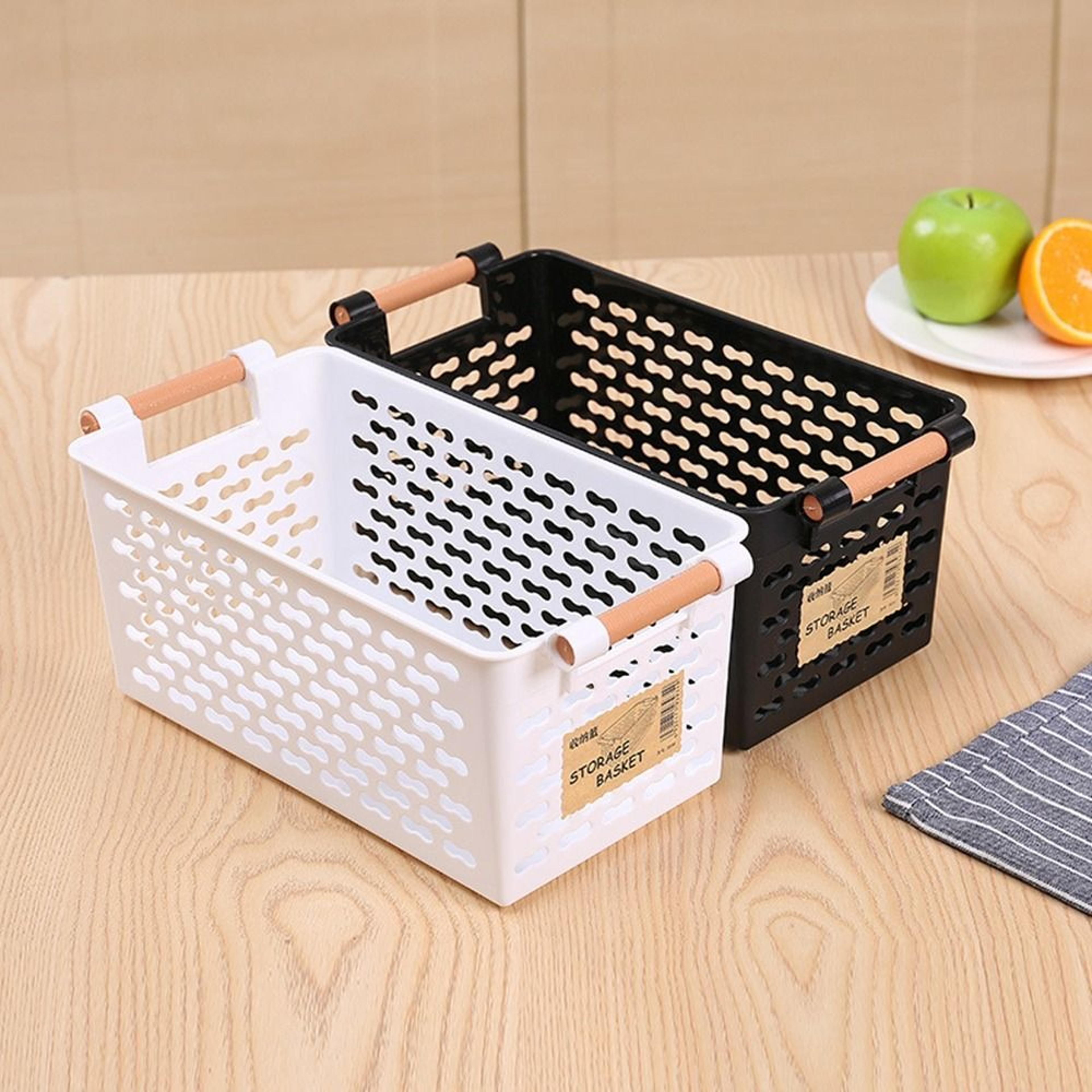 ventilated plastic storage basket space saving pantry and home organizer