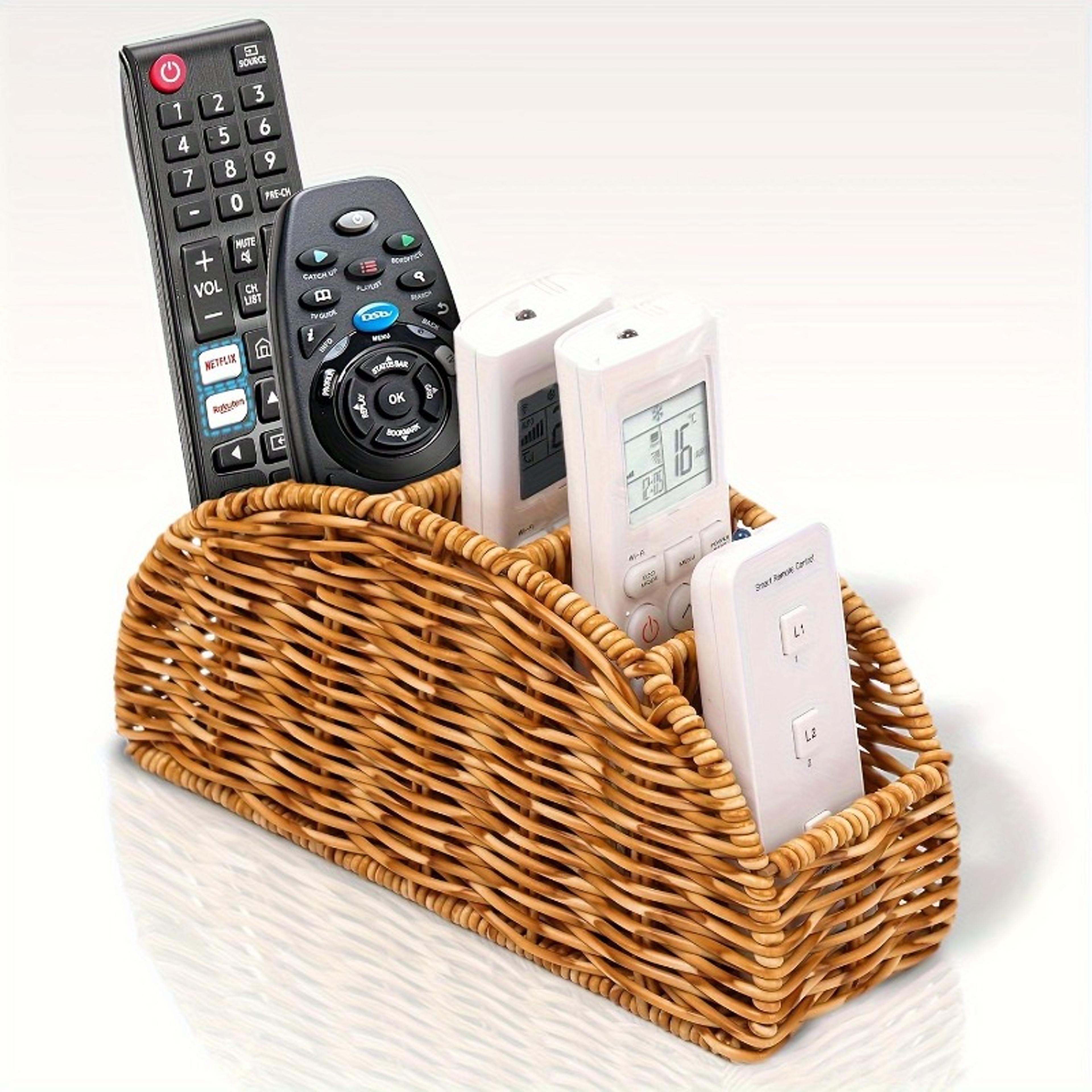 vintage wicker storage basket farmhouse shelf organizer for remotes and everyday essentials